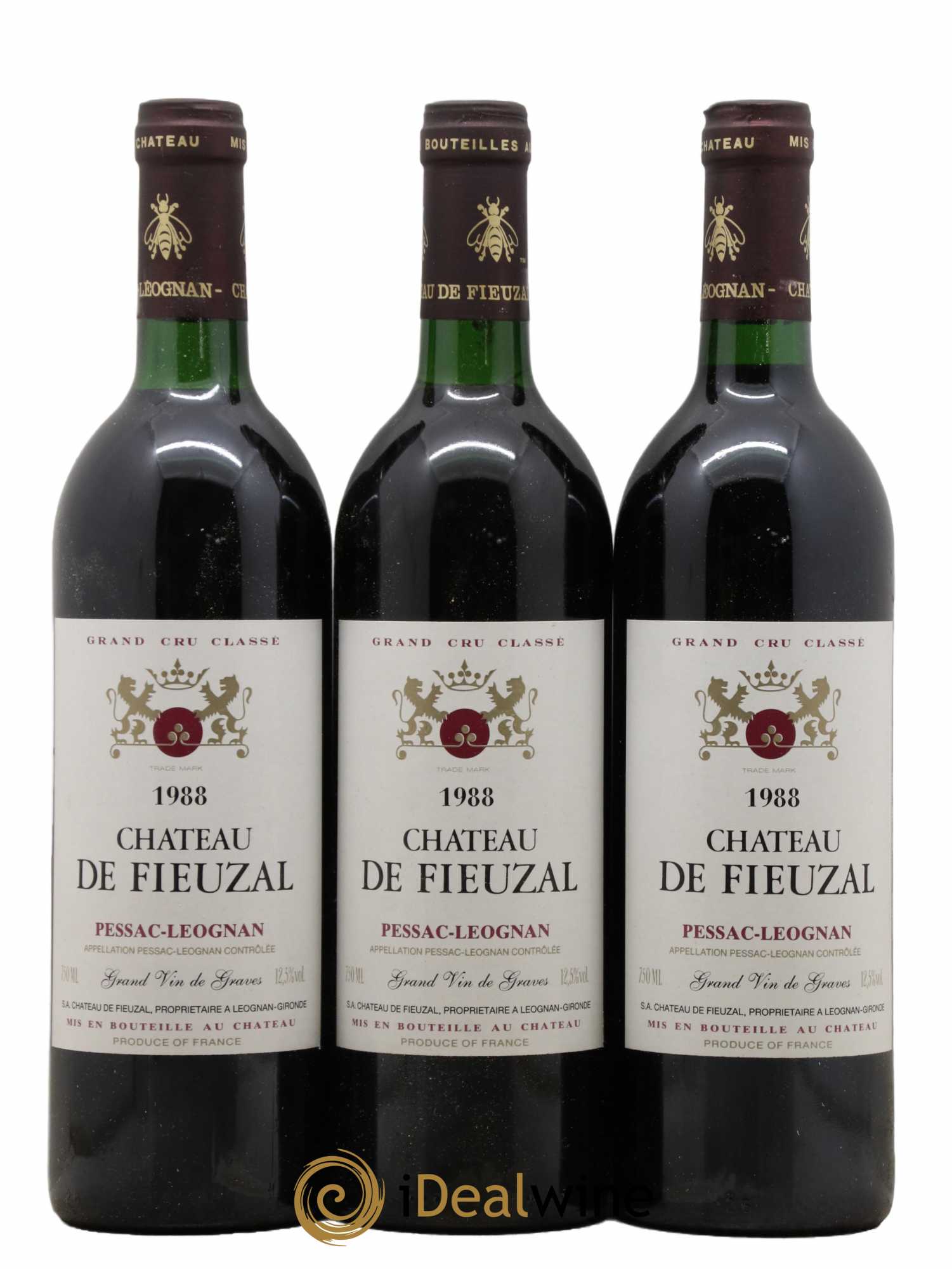 Château de Fieuzal Cru Classé de Graves 1988 - Lot de 3 bouteilles - 0
