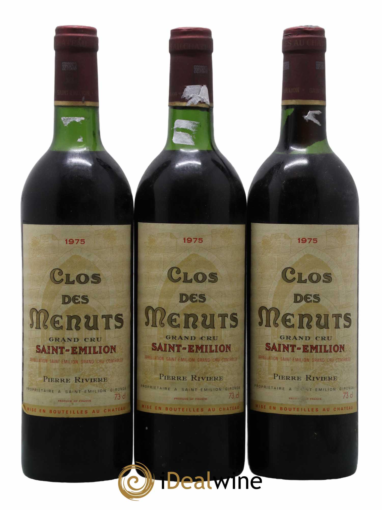 Saint-Émilion Grand Cru Clos des Menuts 1975 - Lot de 3 bouteilles - 0