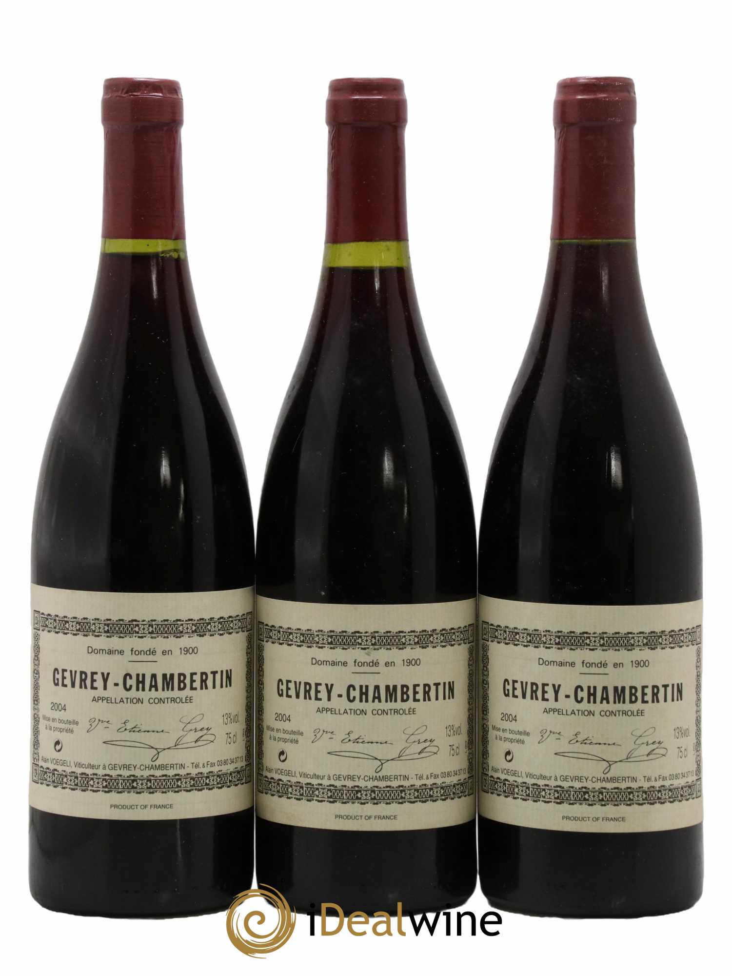 Gevrey-Chambertin Veuve Etienne Grey Alain Voegeli 2004 - Lot de 3 bouteilles - 0