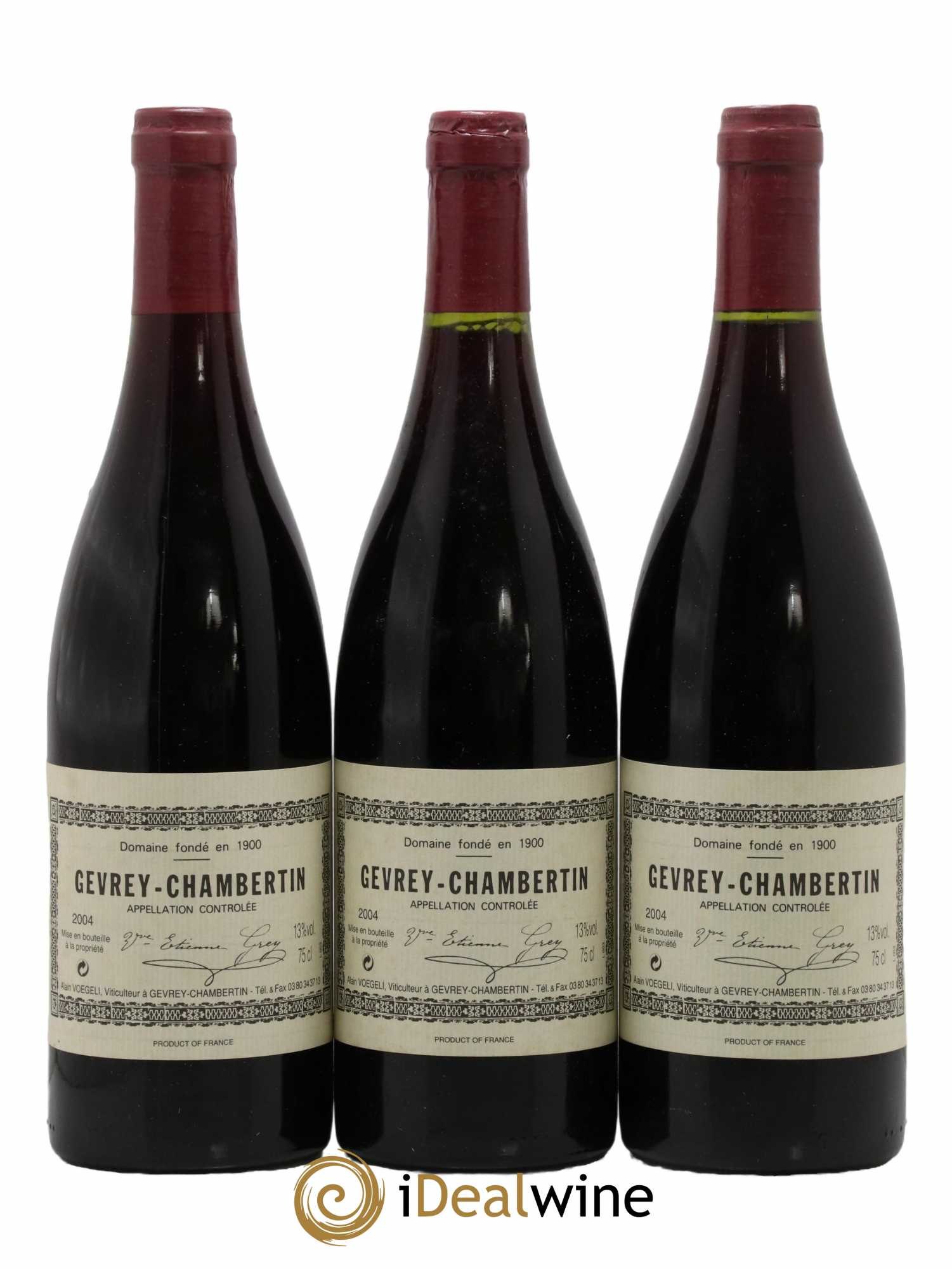 Gevrey-Chambertin Veuve Etienne Grey Alain Voegeli 2004 - Lot de 3 bouteilles - 0