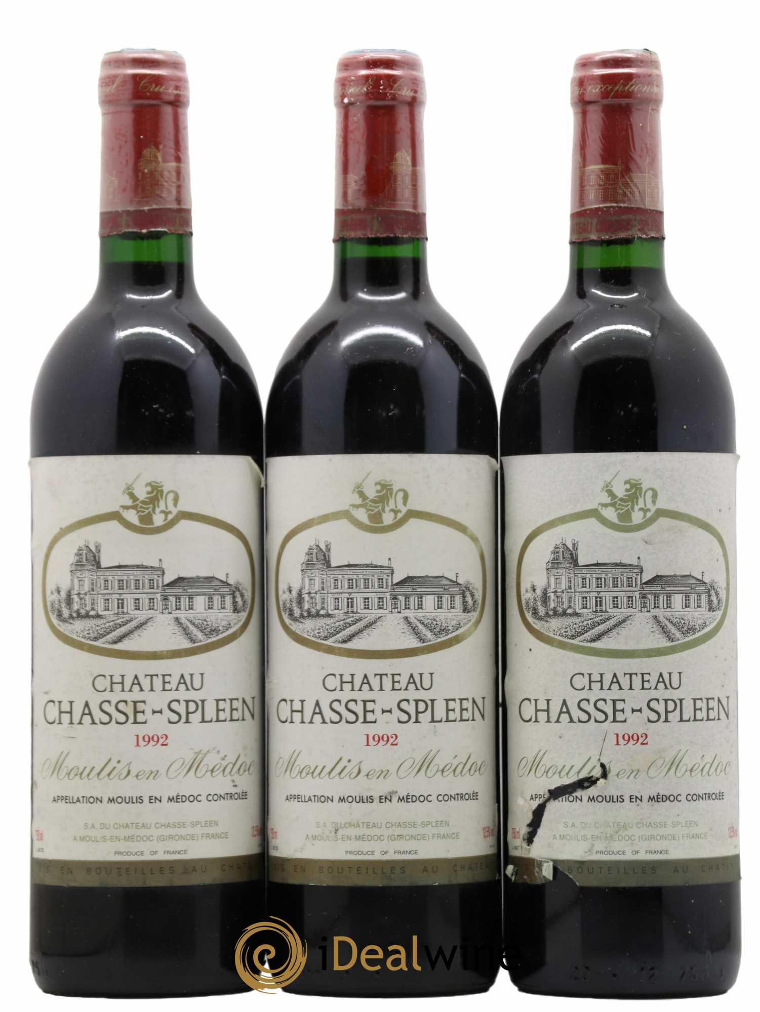Château Chasse Spleen 1992 - Lot de 3 bouteilles - 0