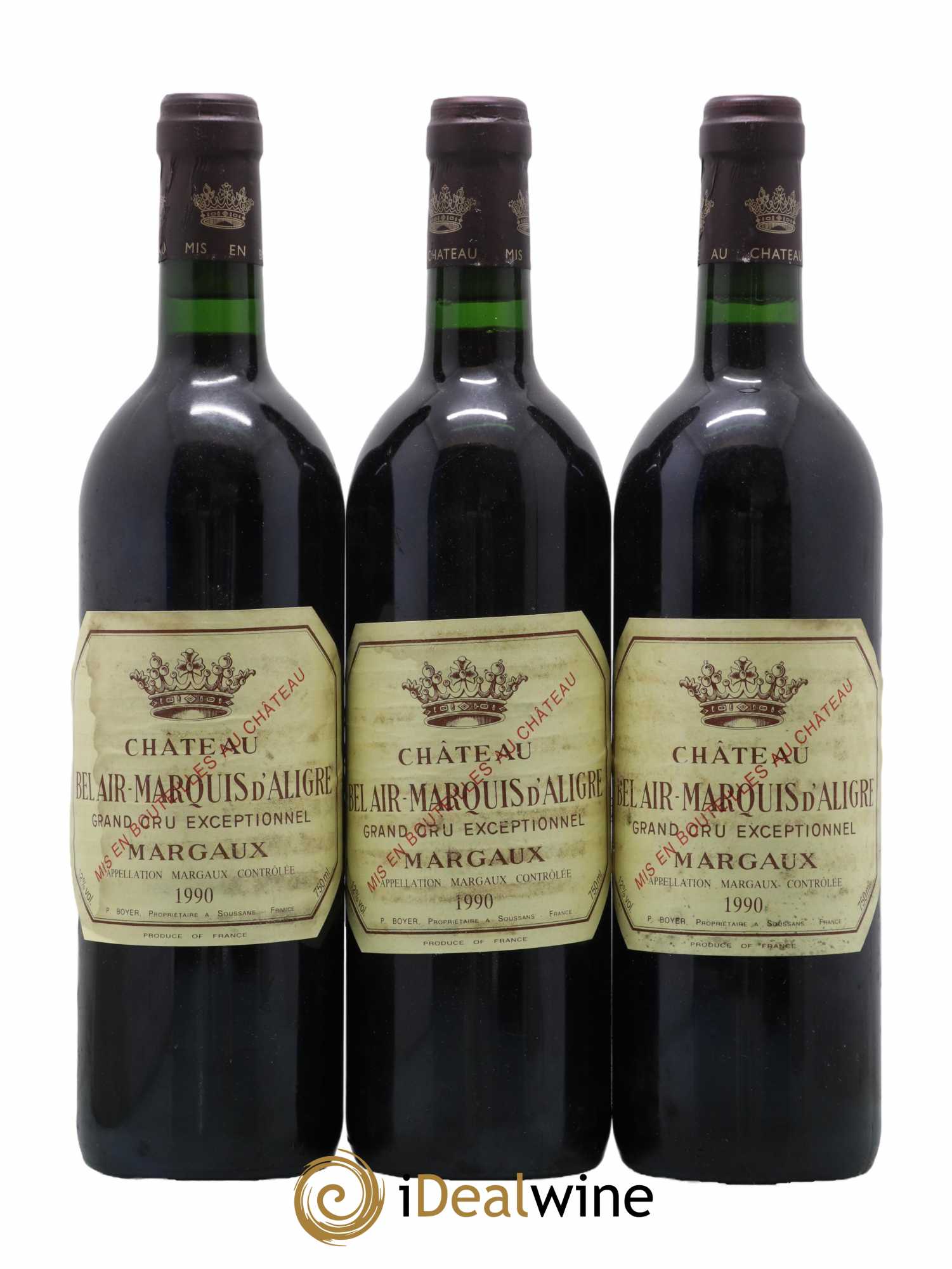 Château Bel Air Marquis d'Aligre 1990 - Lot de 3 bouteilles - 0