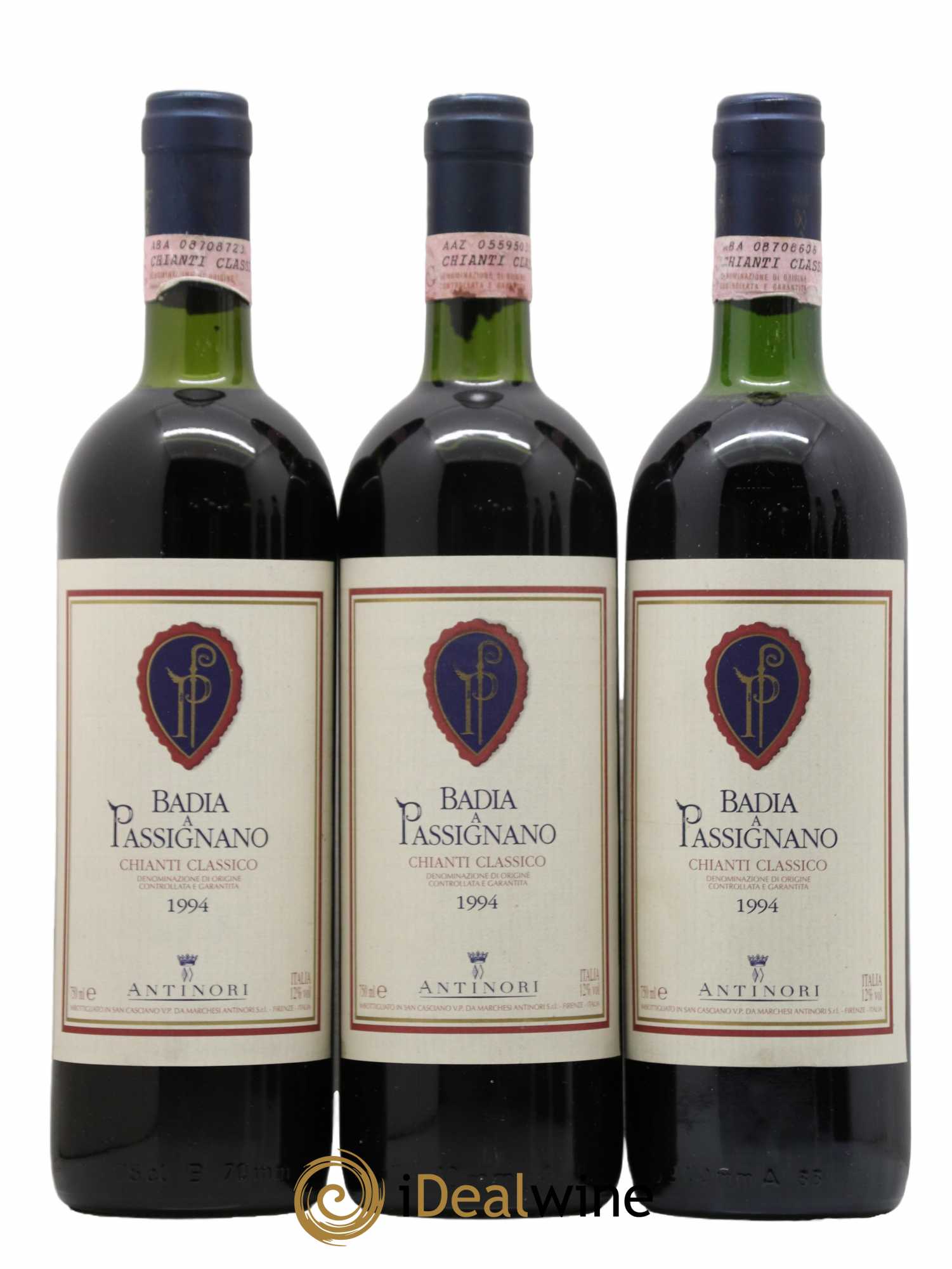 Chianti Classico DOCG Badia a Passignano Marchesi Antinori 1994 - Lot de 3 bouteilles - 0