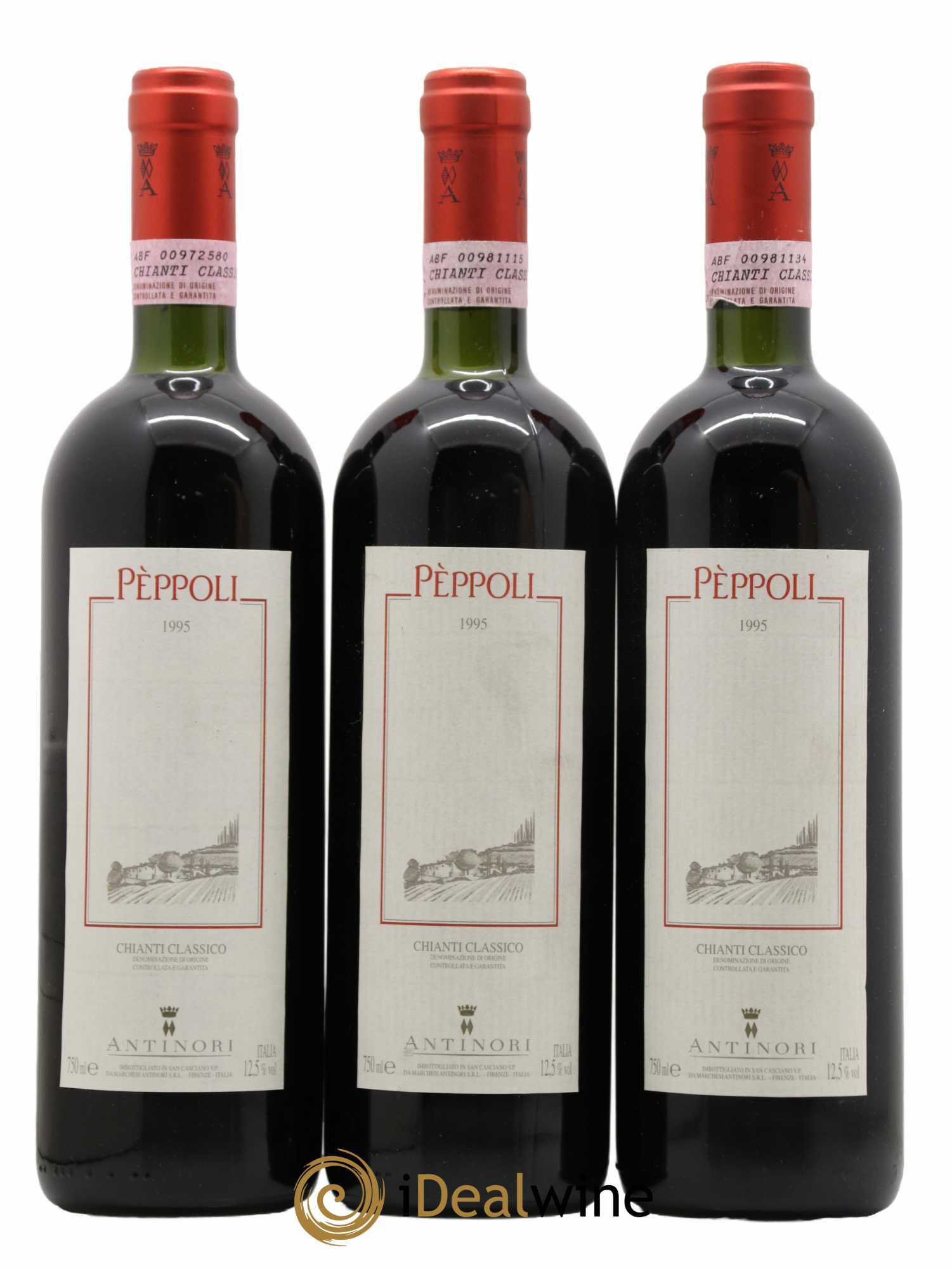 Chianti Classico Piero Antinori DOCG Peppoli Marchesi Antinori 1995 - Lot de 3 bouteilles - 0