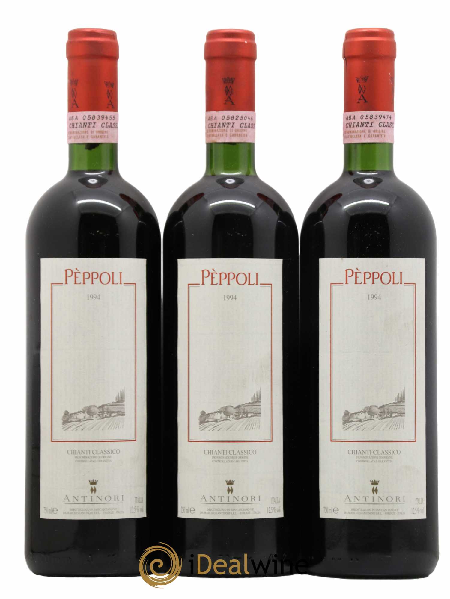 Chianti Classico Piero Antinori DOCG Peppoli Marchesi Antinori 1994 - Lot de 3 bouteilles - 0