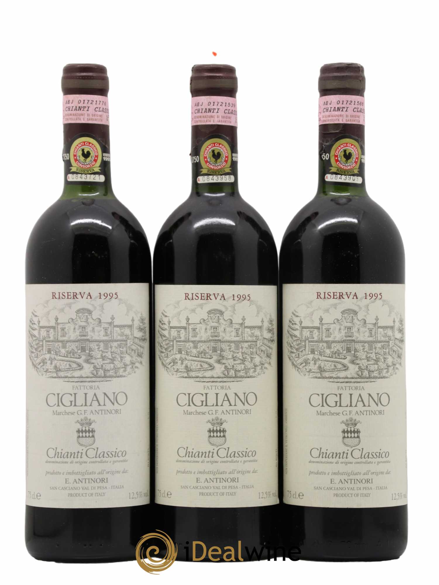 Chianti DOCG Cigliano Riserva Marchese Antinori 1995 - Lot de 3 bouteilles - 0
