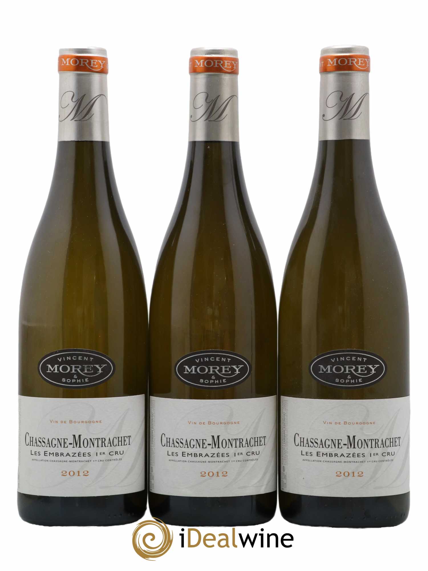 Chassagne-Montrachet 1er Cru Les Embrazées Vincent et Sophie Morey 2012 - Lot de 3 bouteilles - 0