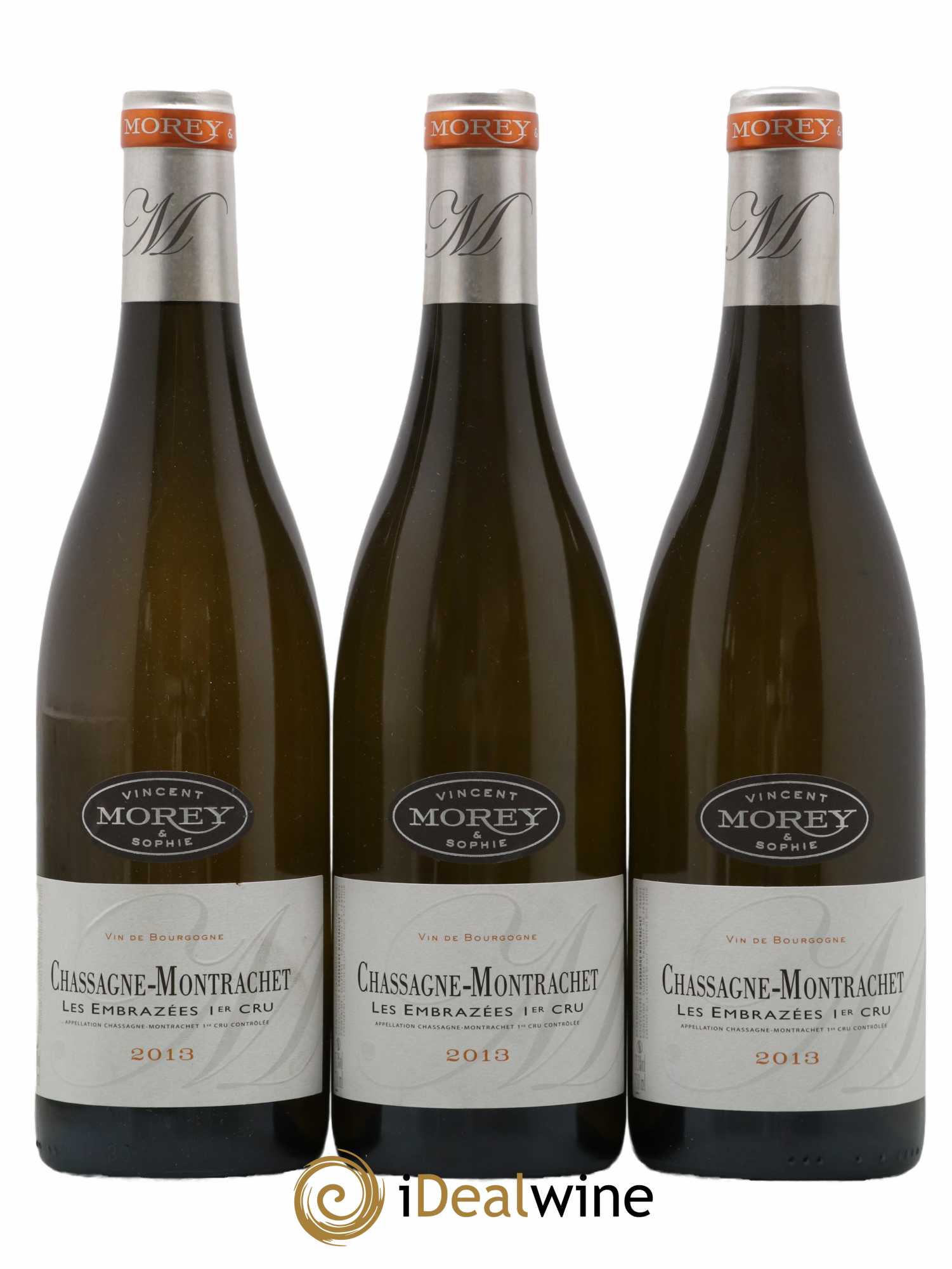 Chassagne-Montrachet 1er Cru Les Embrazées Vincent et Sophie Morey 2013 - Lot de 3 bouteilles - 0