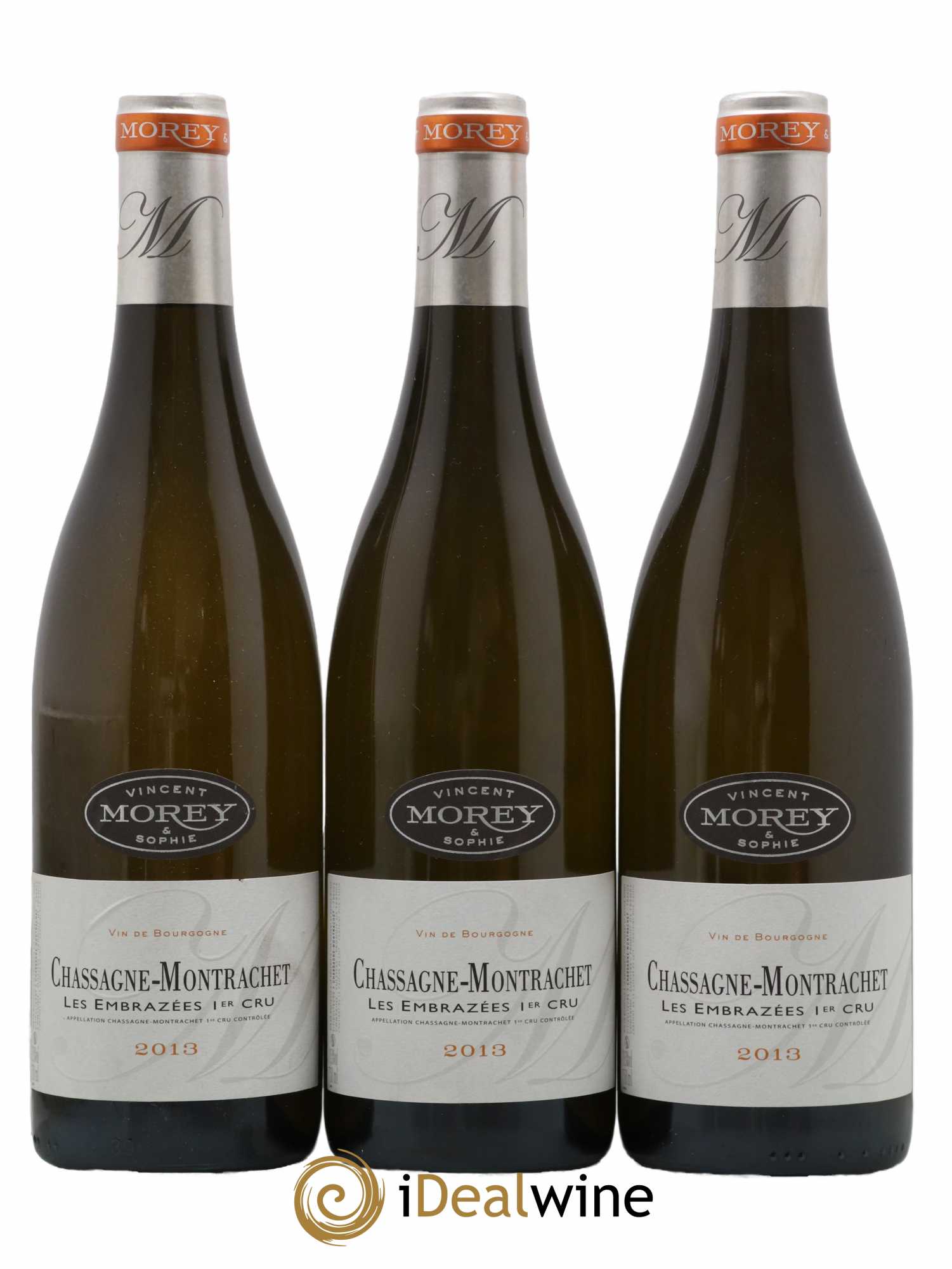 Chassagne-Montrachet 1er Cru Les Embrazées Vincent et Sophie Morey 2013 - Lot de 3 bouteilles - 0
