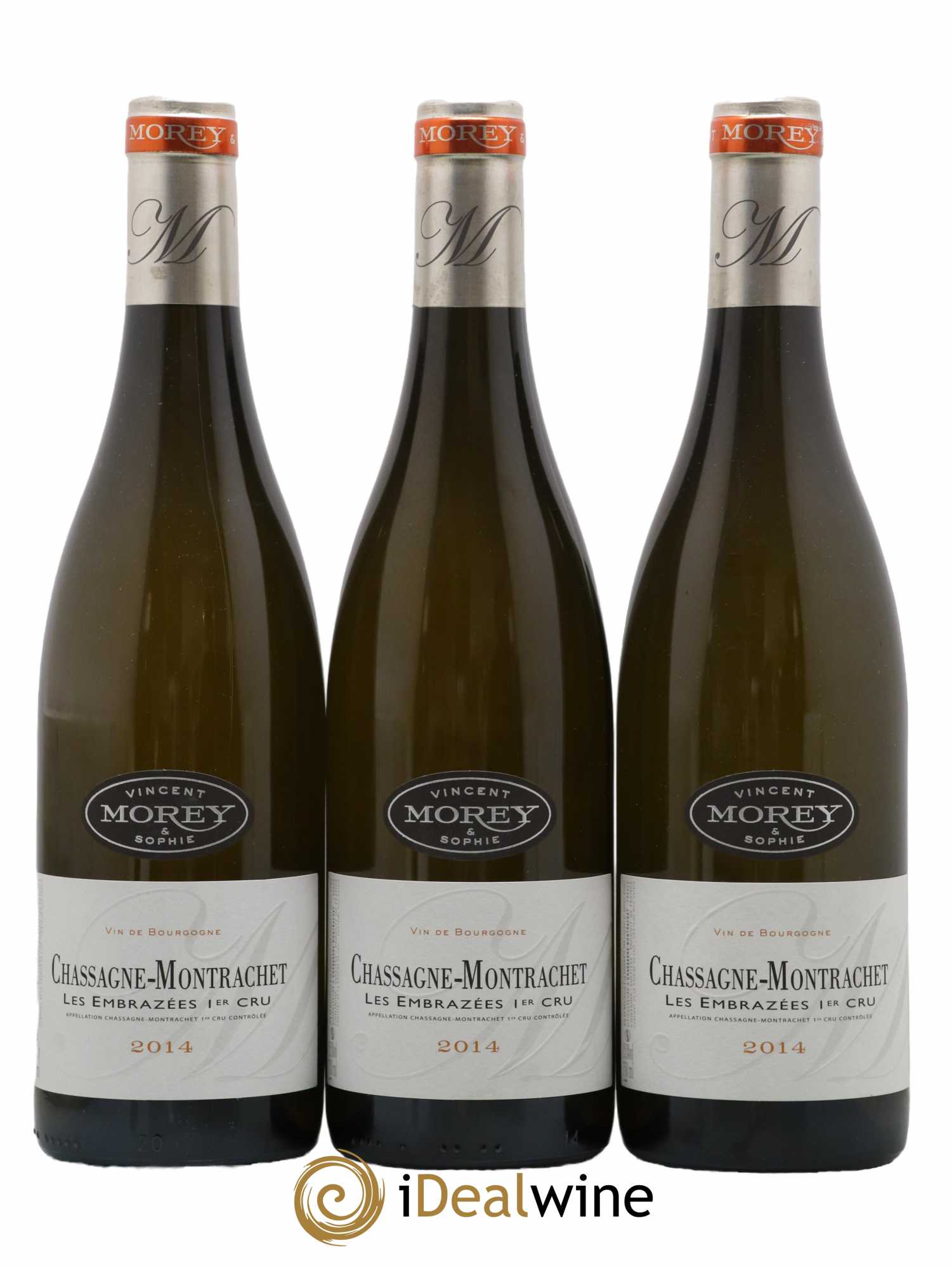 Chassagne-Montrachet 1er Cru Les Embrazées Vincent et Sophie Morey 2014 - Lot de 3 bouteilles - 0