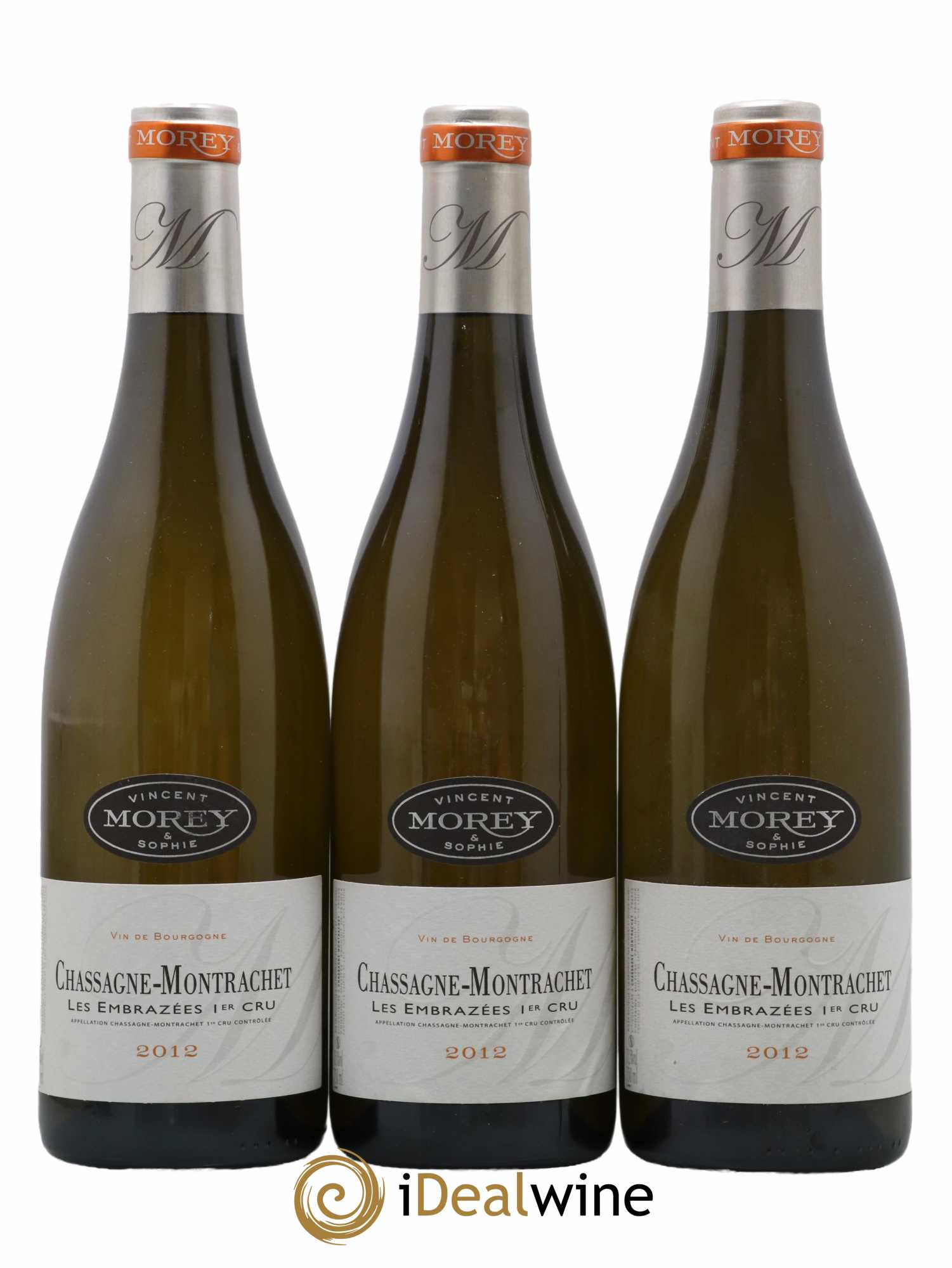 Chassagne-Montrachet 1er Cru Les Embrazées Vincent et Sophie Morey 2012 - Lot de 3 bouteilles - 0