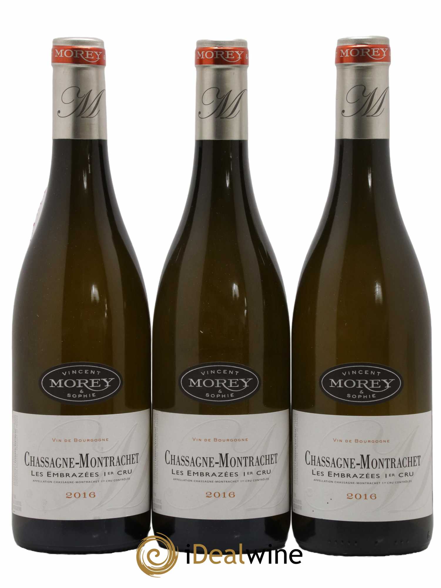Chassagne-Montrachet 1er Cru Les Embrazées Vincent et Sophie Morey 2016 - Lot de 3 bouteilles - 0