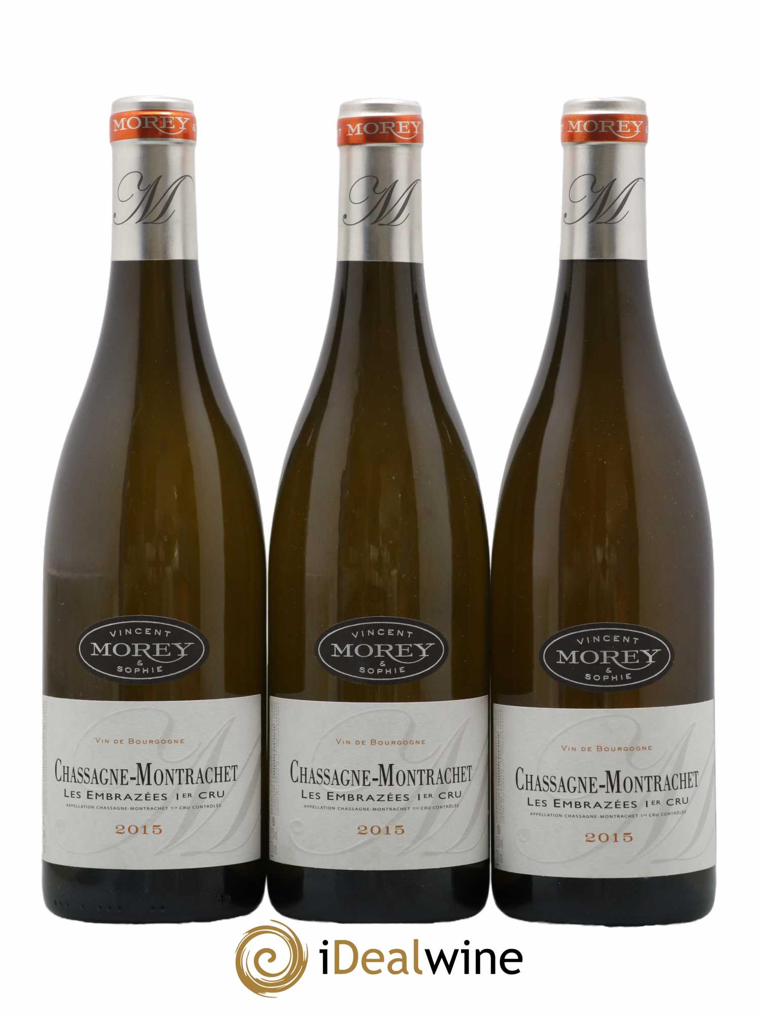 Chassagne-Montrachet 1er Cru Les Embrazées Vincent et Sophie Morey 2015 - Lot de 3 bouteilles - 0