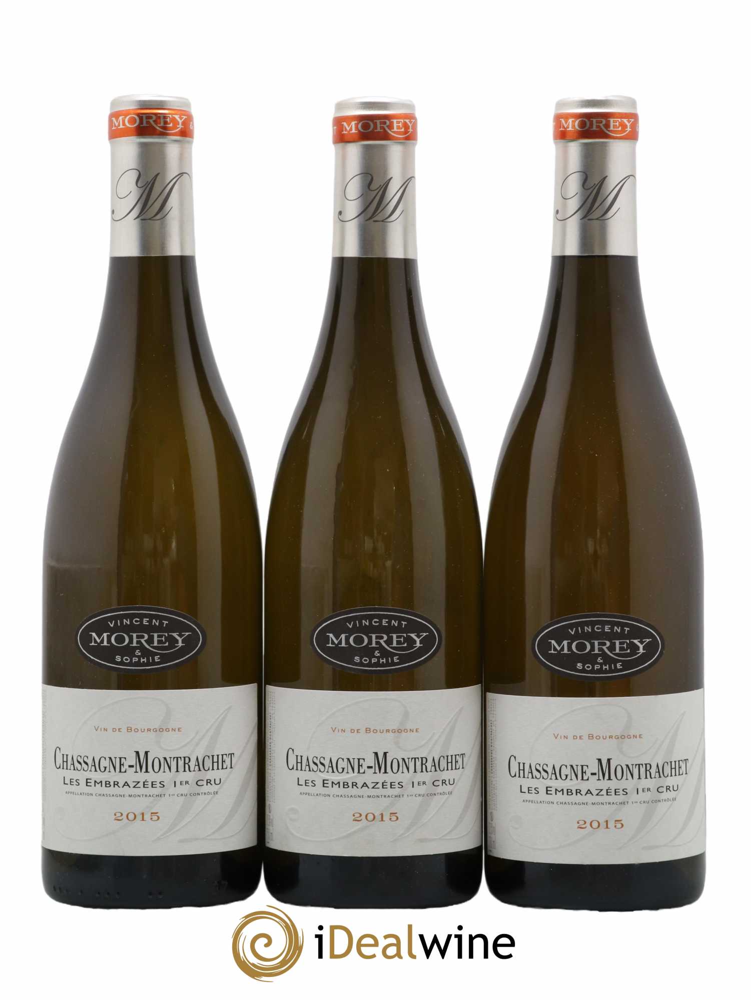 Chassagne-Montrachet 1er Cru Les Embrazées Vincent et Sophie Morey 2015 - Lot de 3 bouteilles - 0
