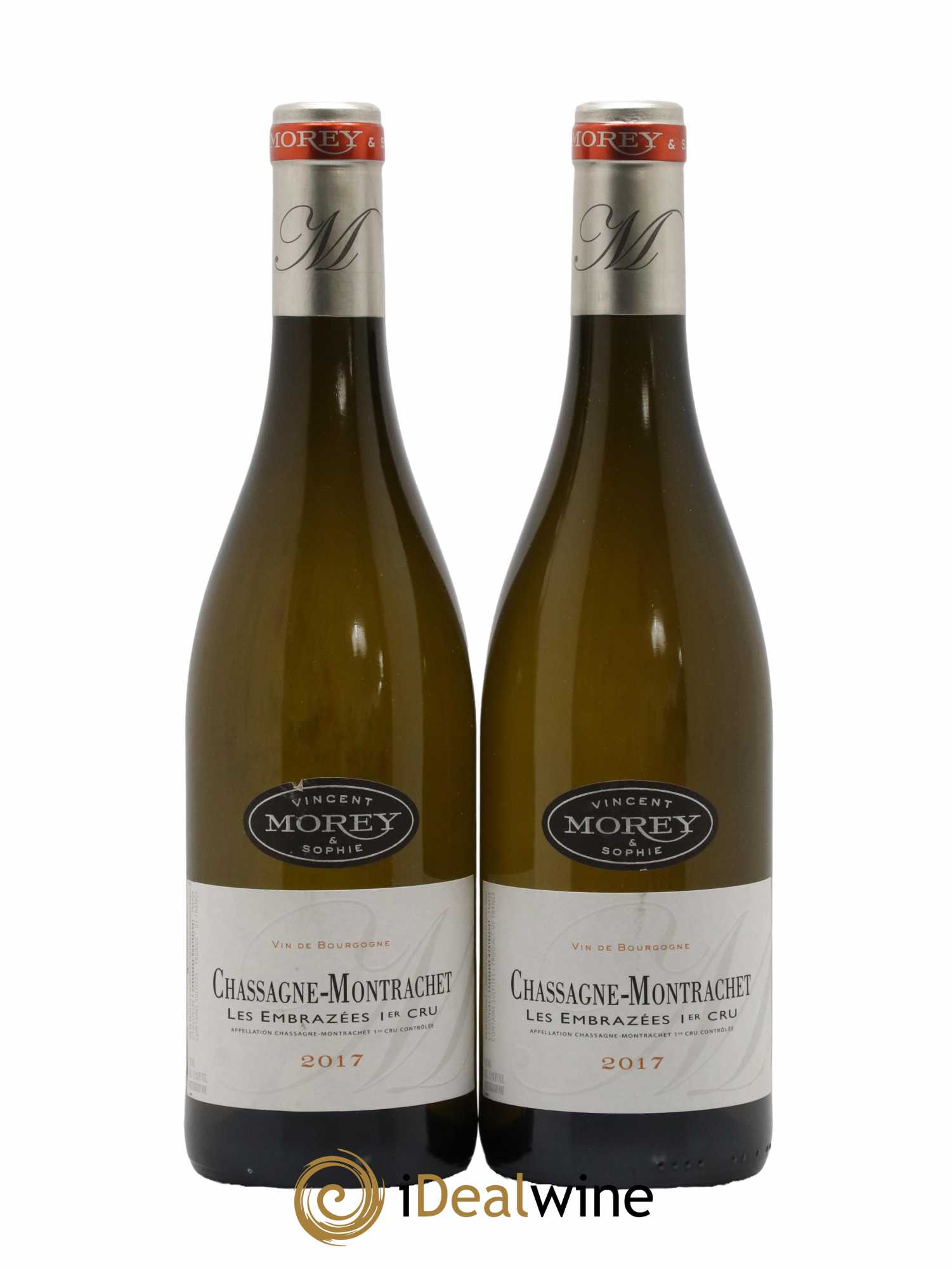 Chassagne-Montrachet 1er Cru Les Embrazées Vincent et Sophie Morey 2017 - Lot de 2 bouteilles - 0
