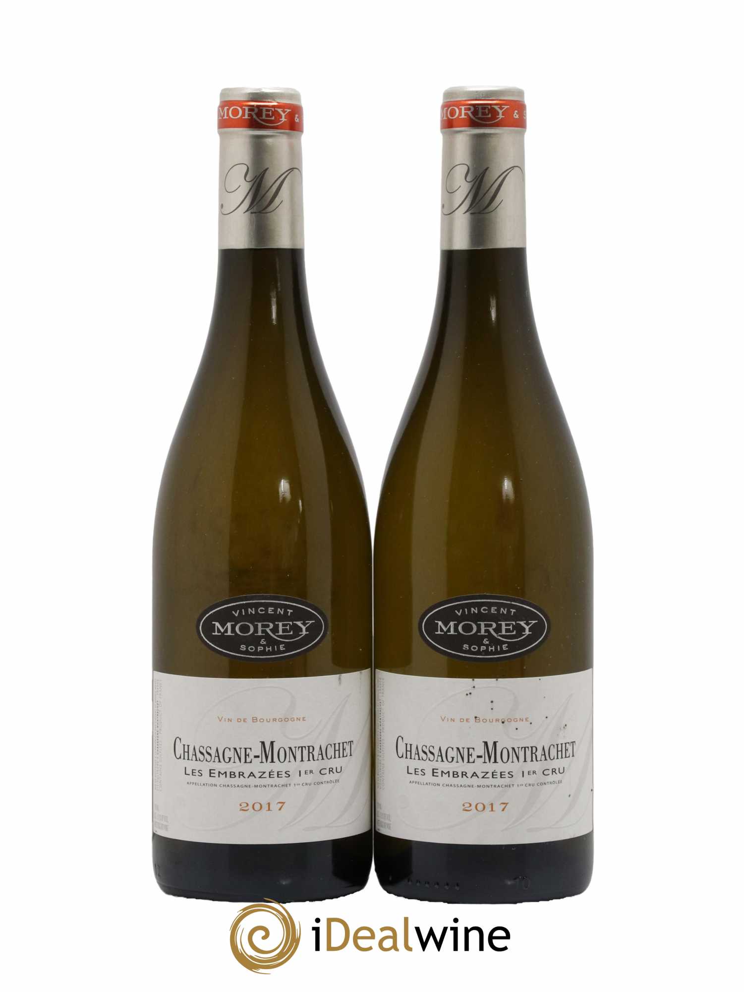 Chassagne-Montrachet 1er Cru Les Embrazées Vincent et Sophie Morey 2017 - Lot de 2 bouteilles - 0