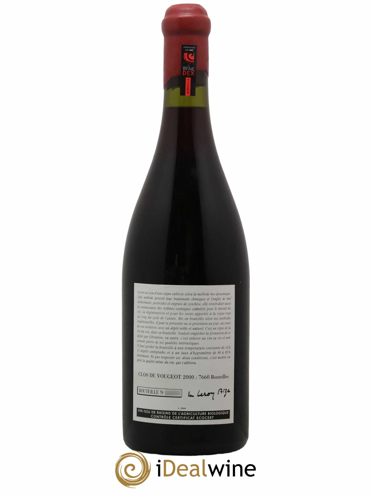 Clos de Vougeot Grand Cru Leroy (Domaine) 2000 - Lot de 1 bouteille - 1