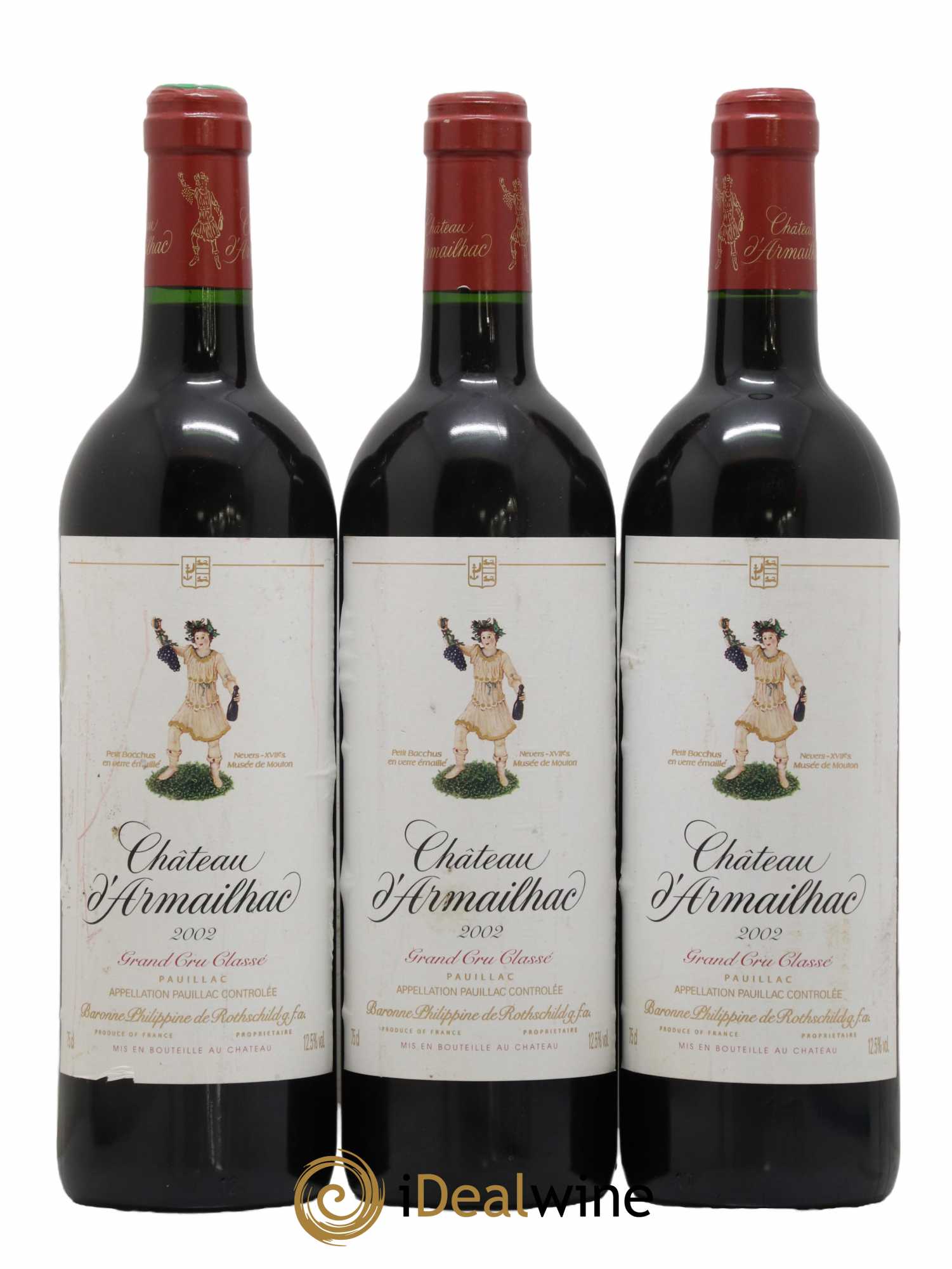 Château d' Armailhac - Mouton Baron(ne) Philippe 5ème Grand Cru Classé 2002 - Lot de 3 bouteilles - 0