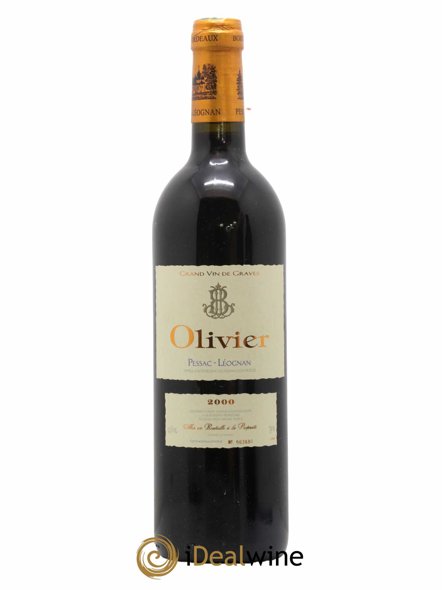 Château Olivier Cru Classé de Graves 2000 - Lot de 1 bouteille - 0