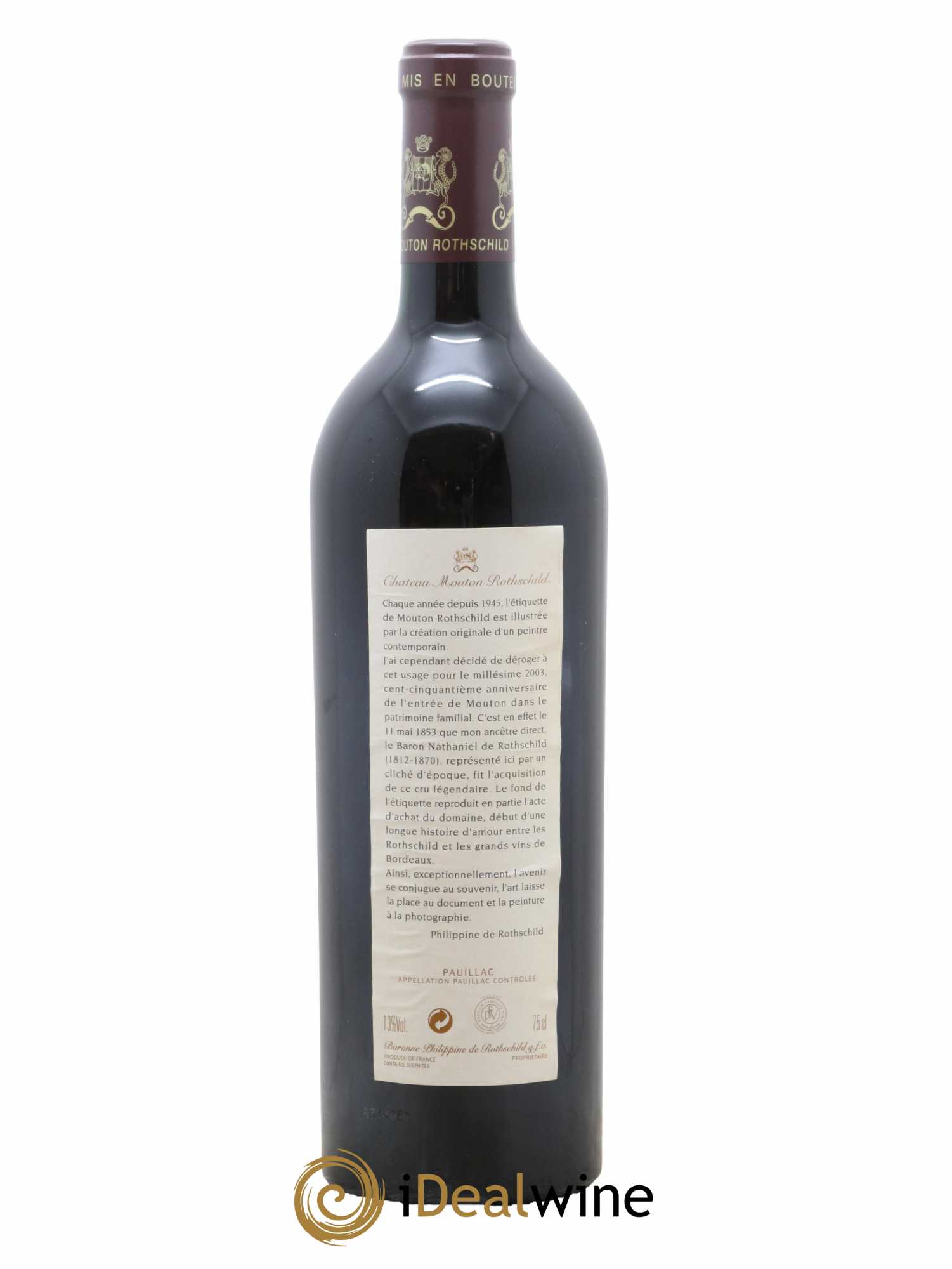 Château Mouton Rothschild 1er Grand Cru Classé 2003 - Lot de 1 bouteille - 1