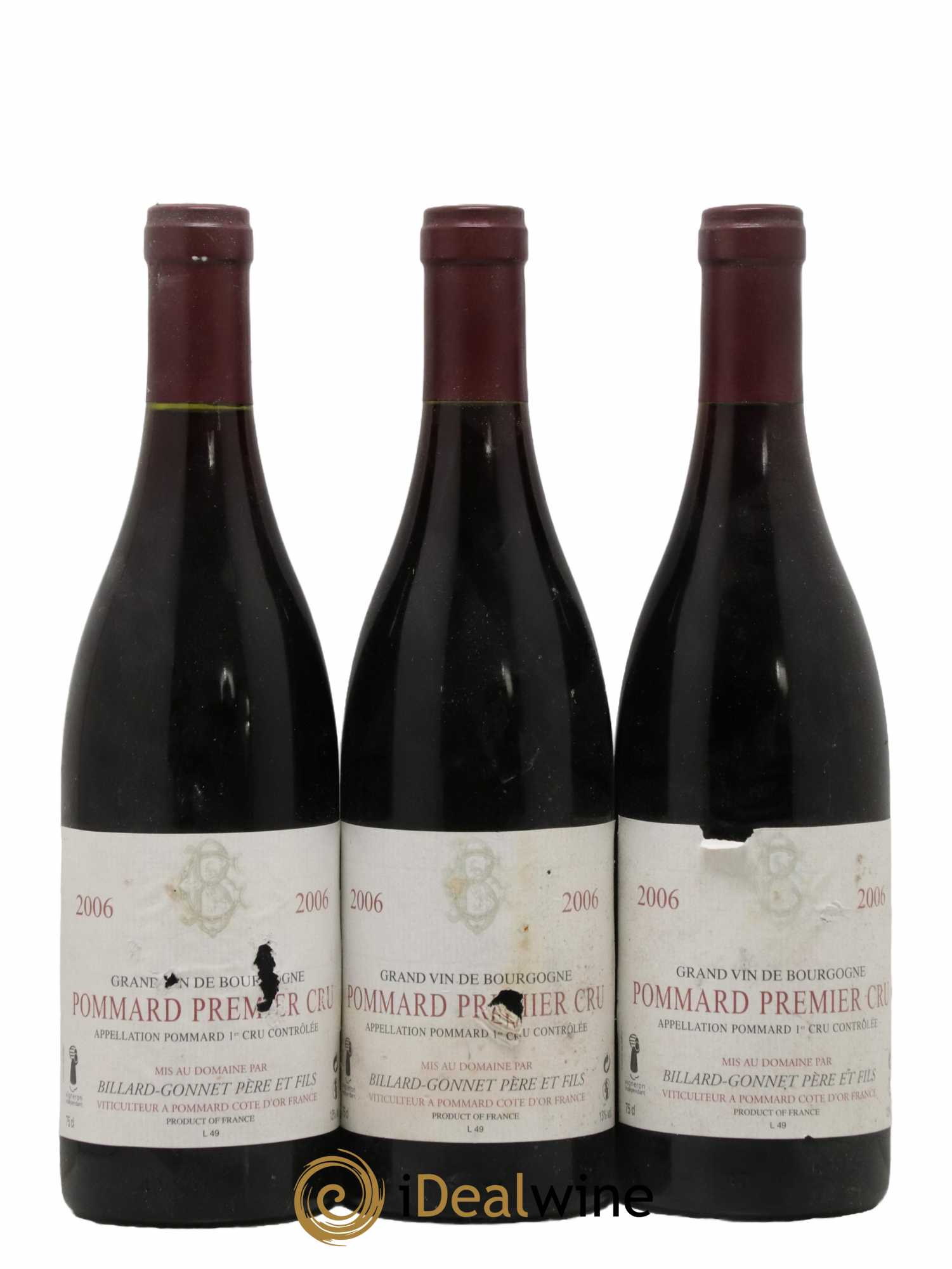 Pommard 1er Cru Domaine Billard Gonnet Père et Fils 2006 - Lot de 3 bouteilles - 0