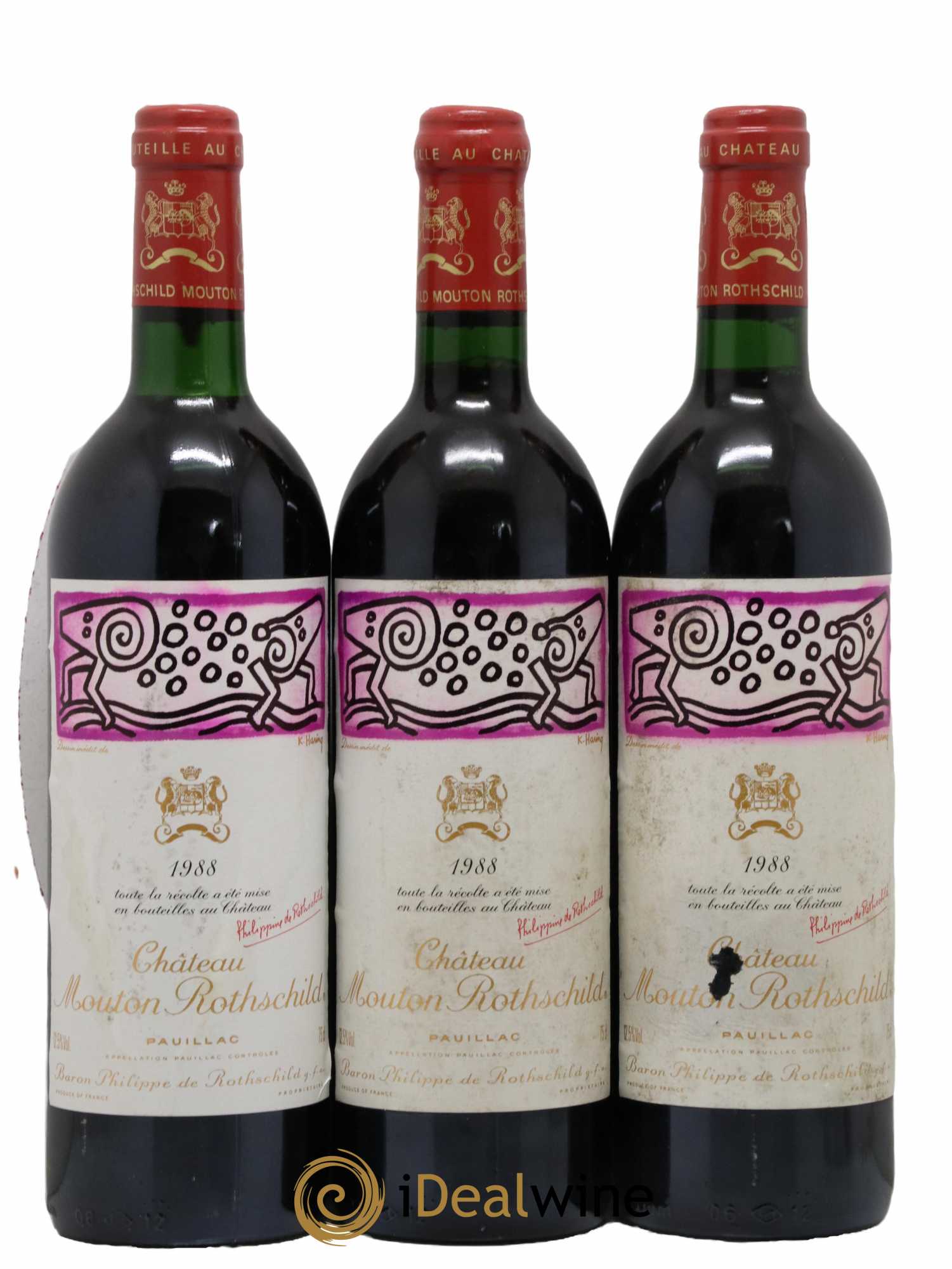 Château Mouton Rothschild 1er Grand Cru Classé 1988 - Lot de 3 bouteilles - 0