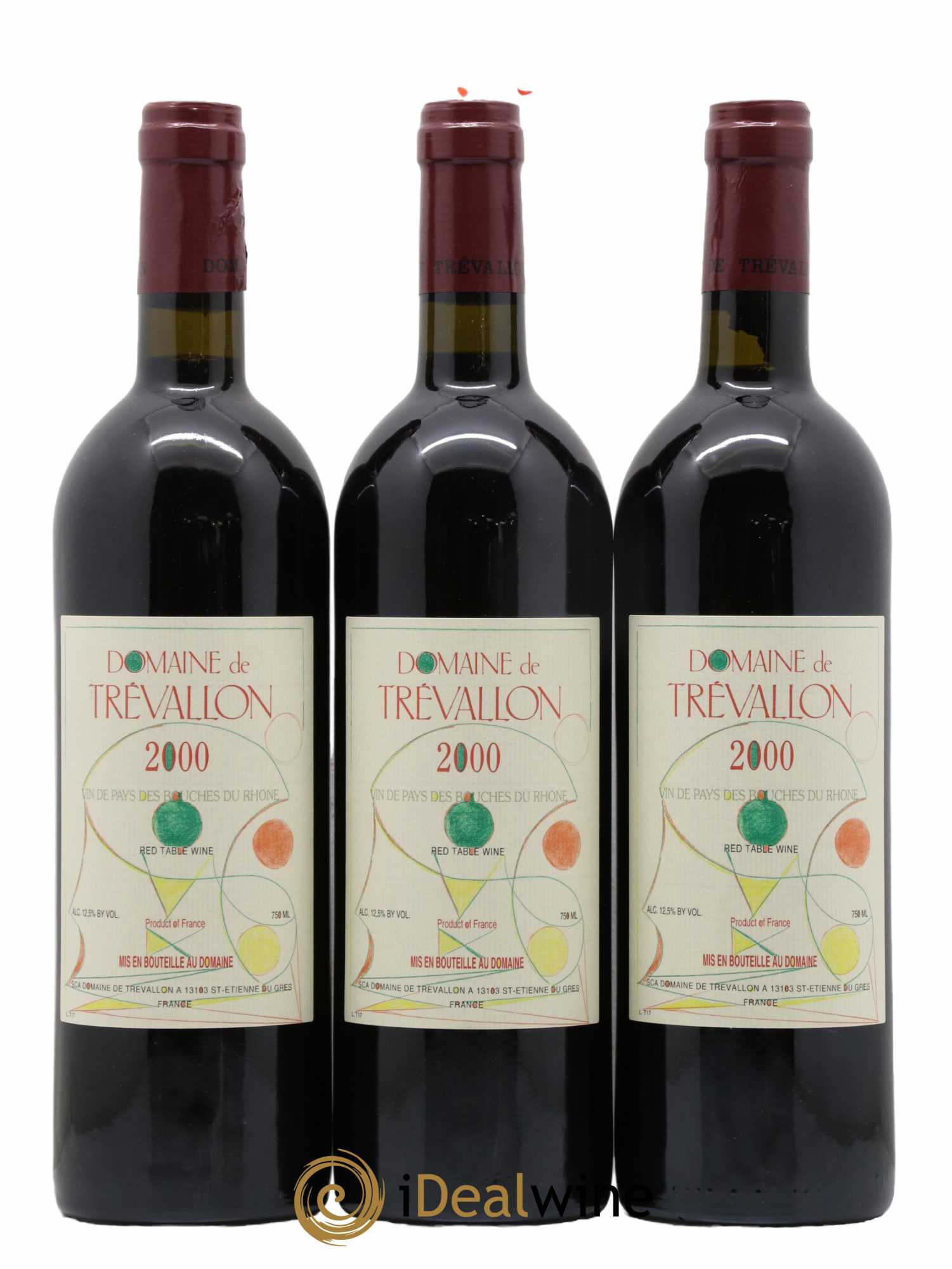 VDP Bouches du Rhône Trévallon (Domaine de) Eloi Dürrbach 2000 - Lot de 3 bouteilles - 0