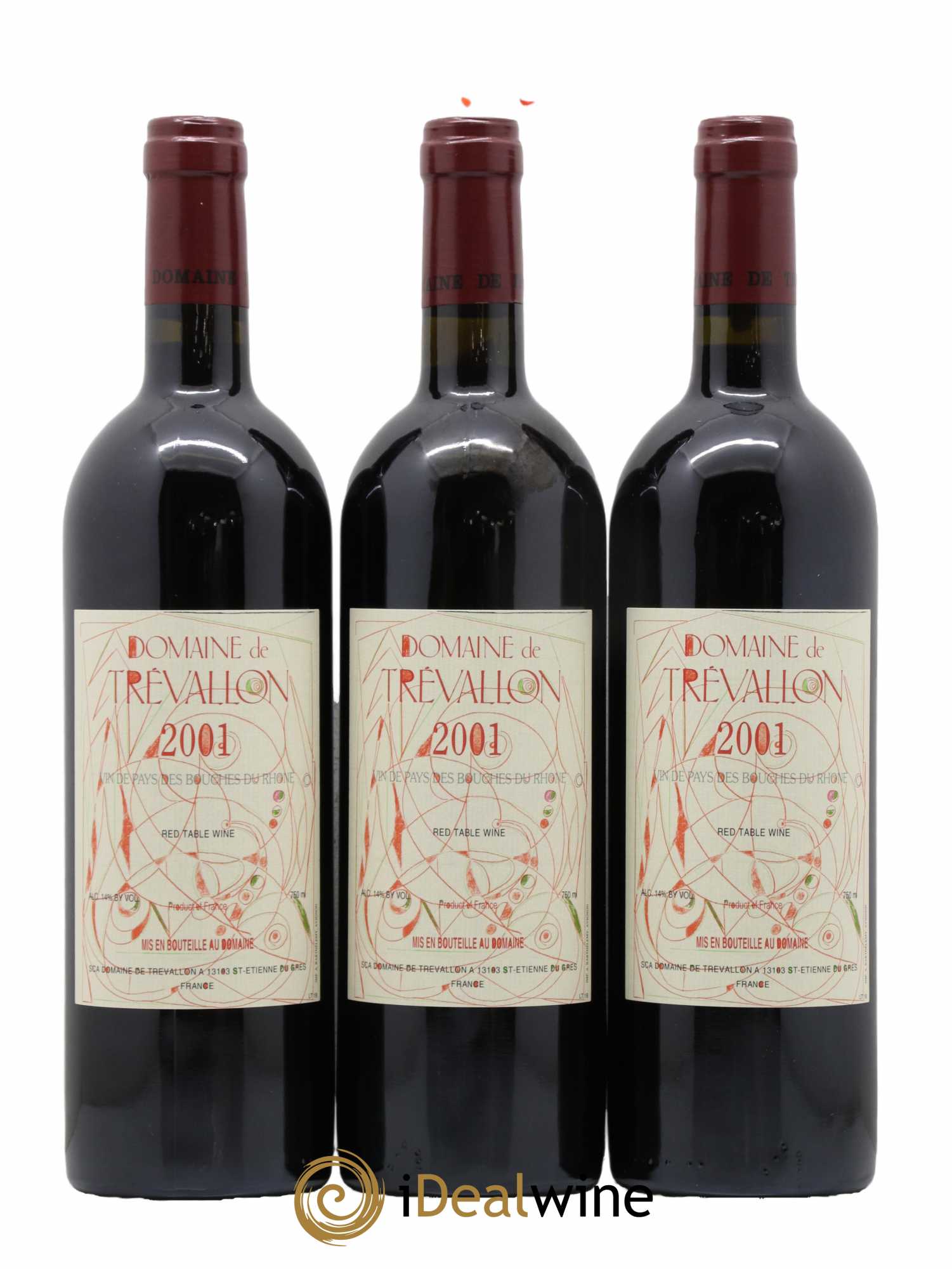 VDP Bouches du Rhône Trévallon (Domaine de) Eloi Dürrbach 2001 - Lot de 3 bouteilles - 0