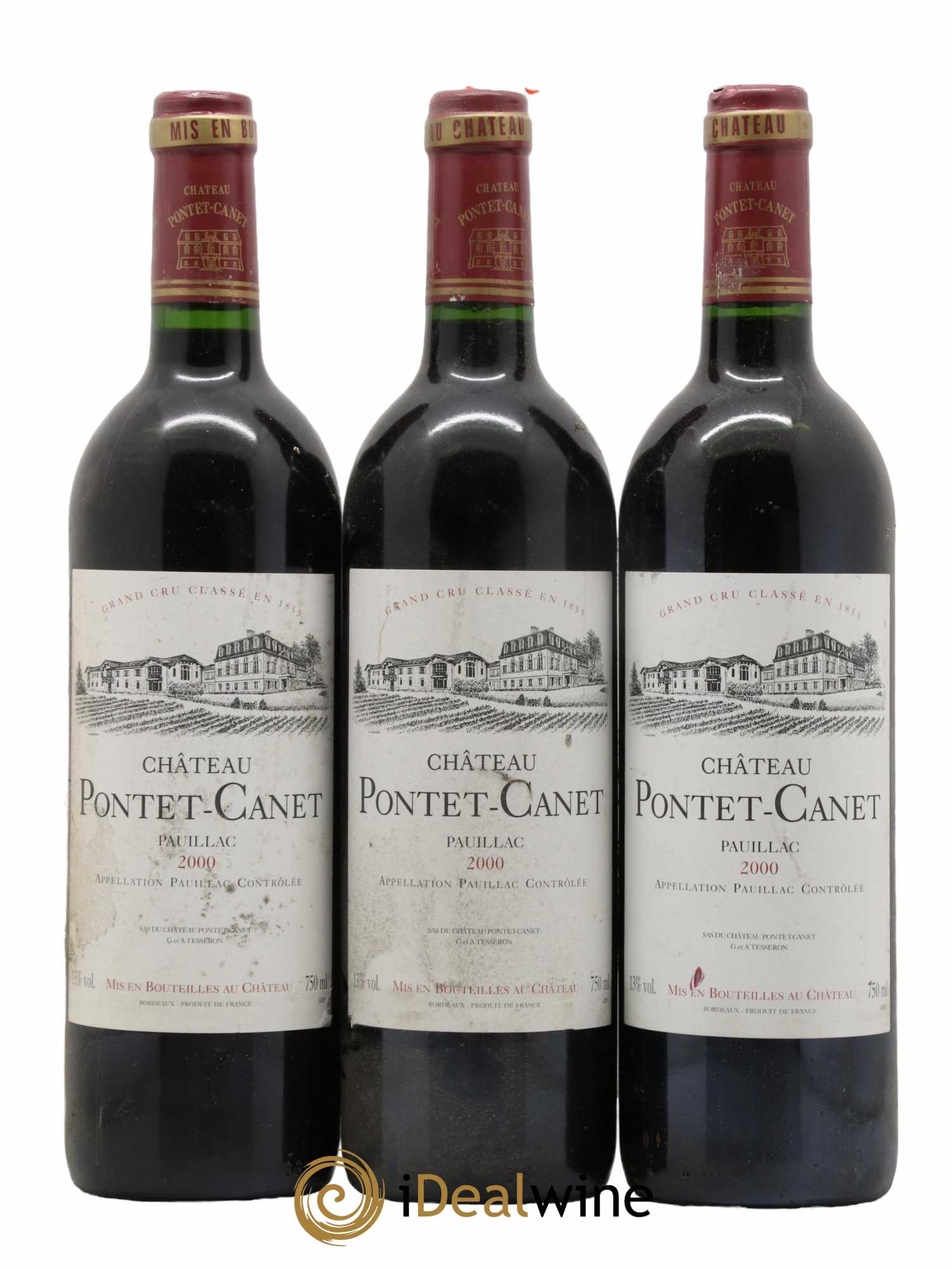 Château Pontet Canet 5ème Grand Cru Classé 2000 - Lot de 3 bouteilles - 0