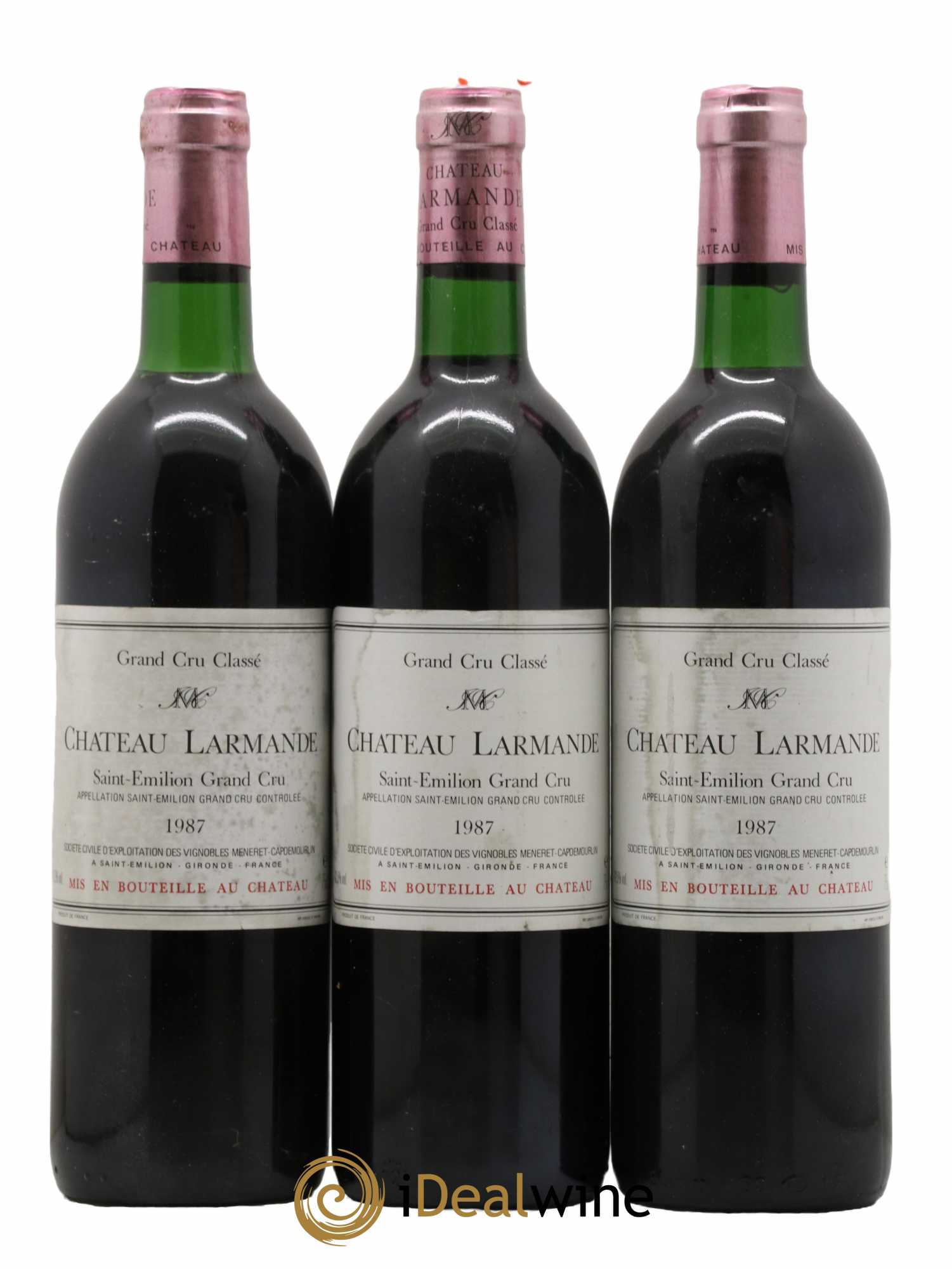 Château Larmande Grand Cru Classé 1987 - Lot de 3 bouteilles - 0