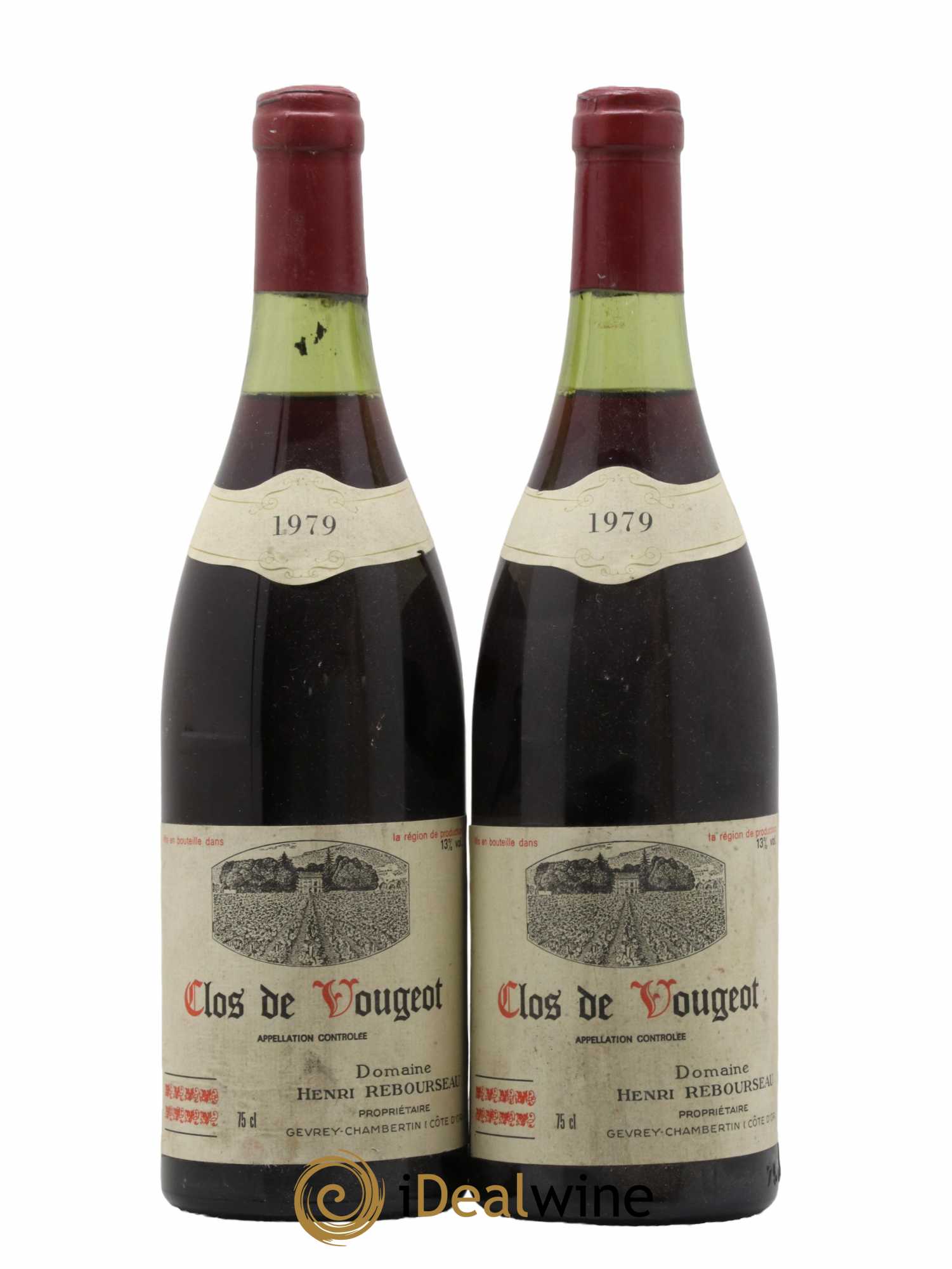 Clos de Vougeot Grand Cru Henri Rebourseau (Domaine) 1979 - Lot de 2 bouteilles - 0