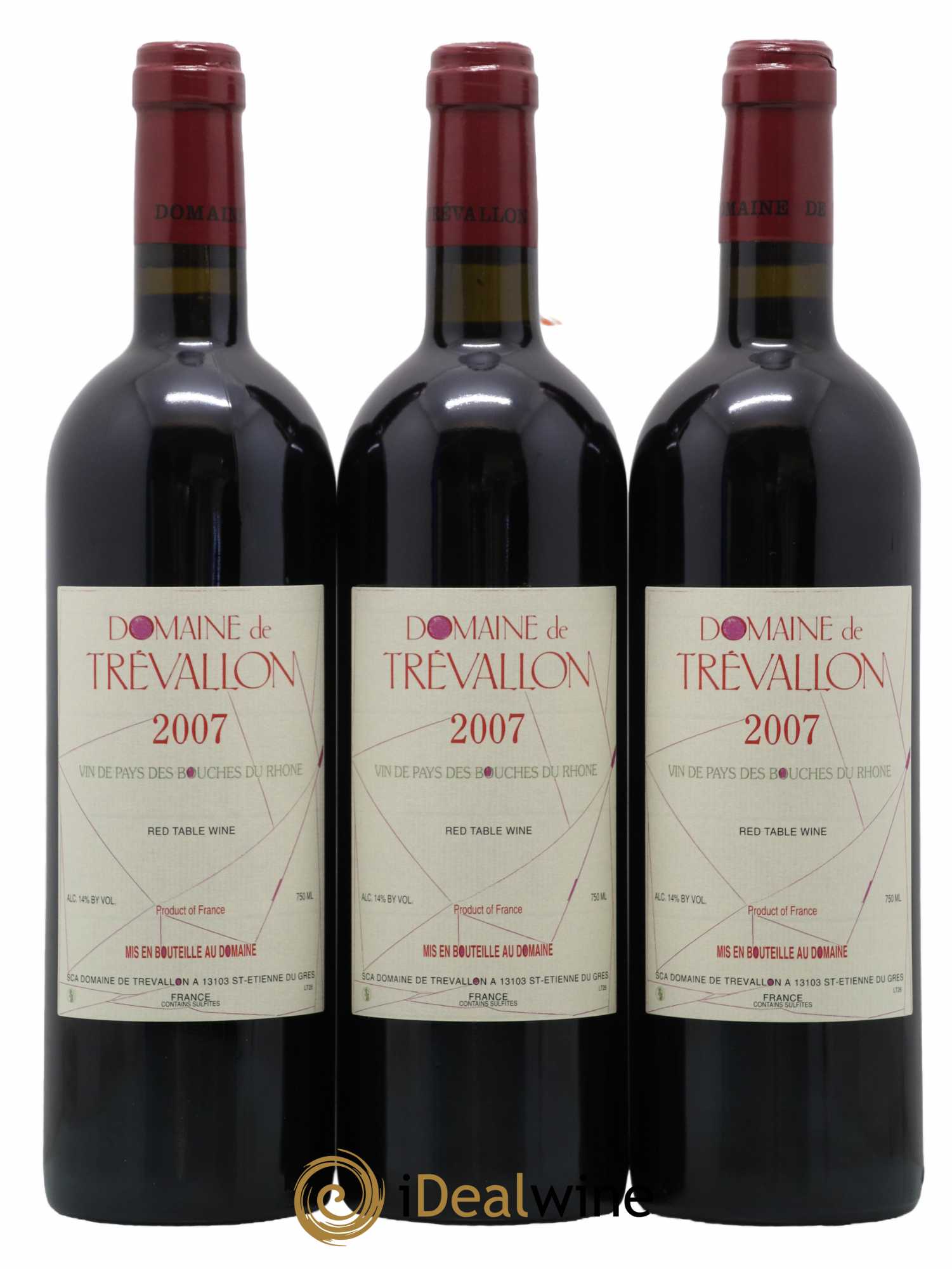 VDP Bouches du Rhône Trévallon (Domaine de) Eloi Dürrbach 2007 - Lot de 3 bouteilles - 0
