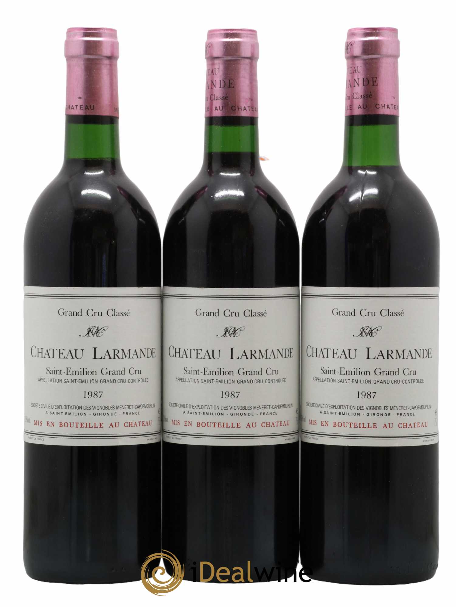 Château Larmande Grand Cru Classé 1987 - Lot de 3 bouteilles - 0