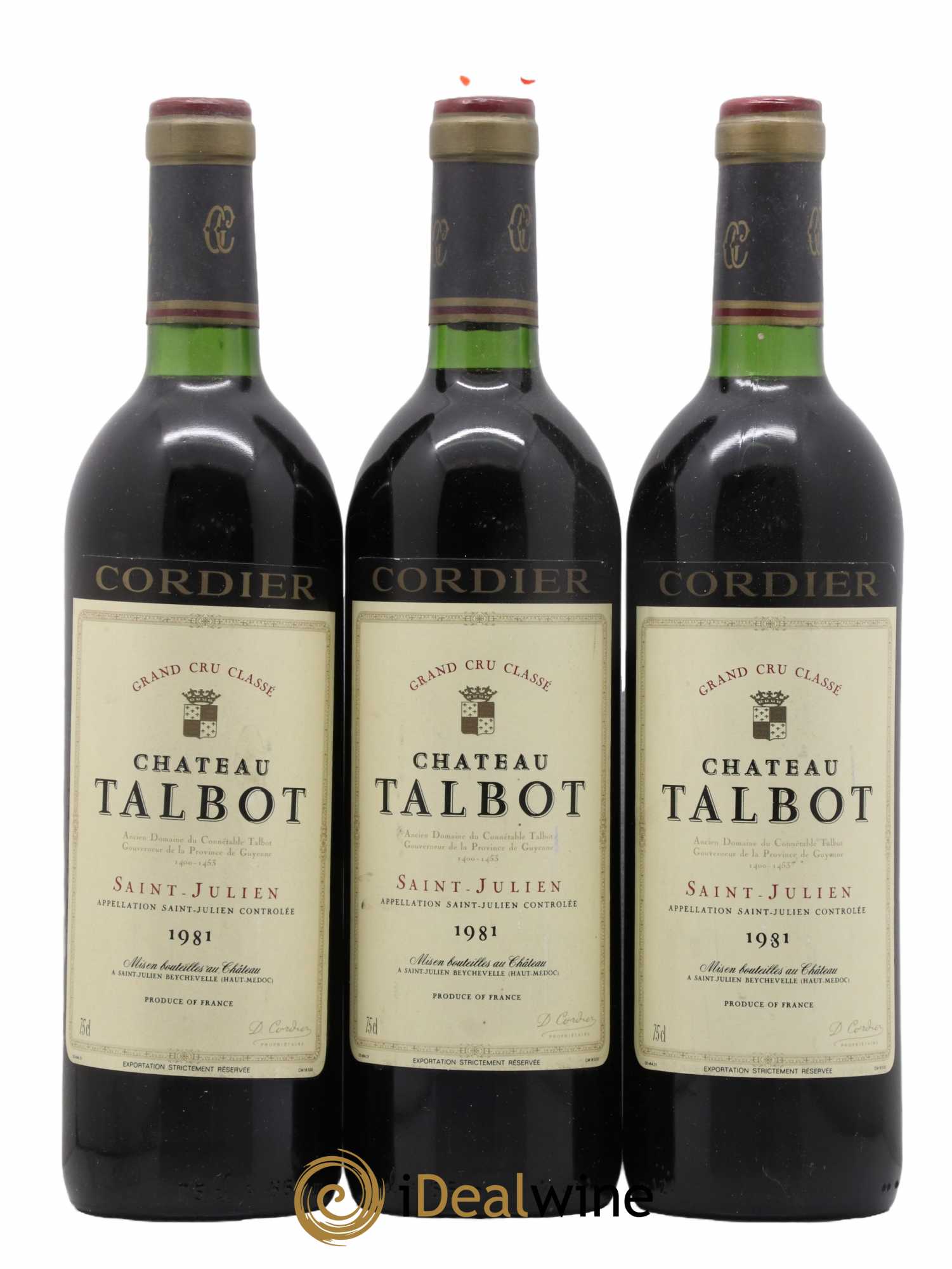 Château Talbot 4ème Grand Cru Classé 1981 - Lot de 3 bouteilles - 0