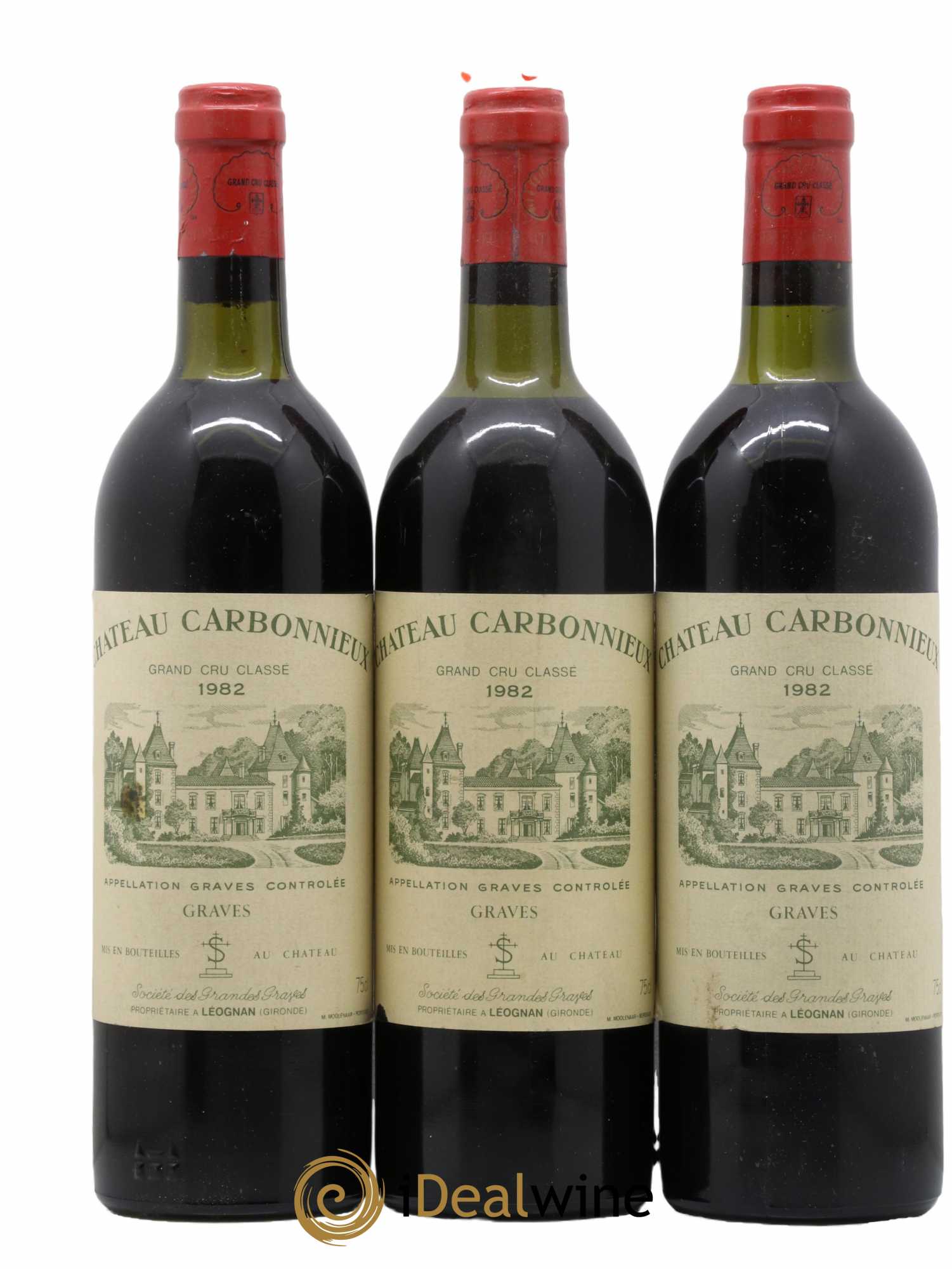 Château Carbonnieux Cru Classé de Graves 1982 - Lot de 3 bouteilles - 0