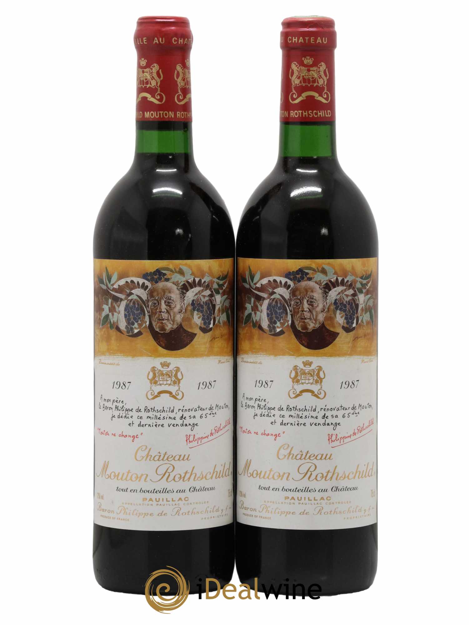 Château Mouton Rothschild 1er Grand Cru Classé 1987 - Lot de 2 bouteilles - 0
