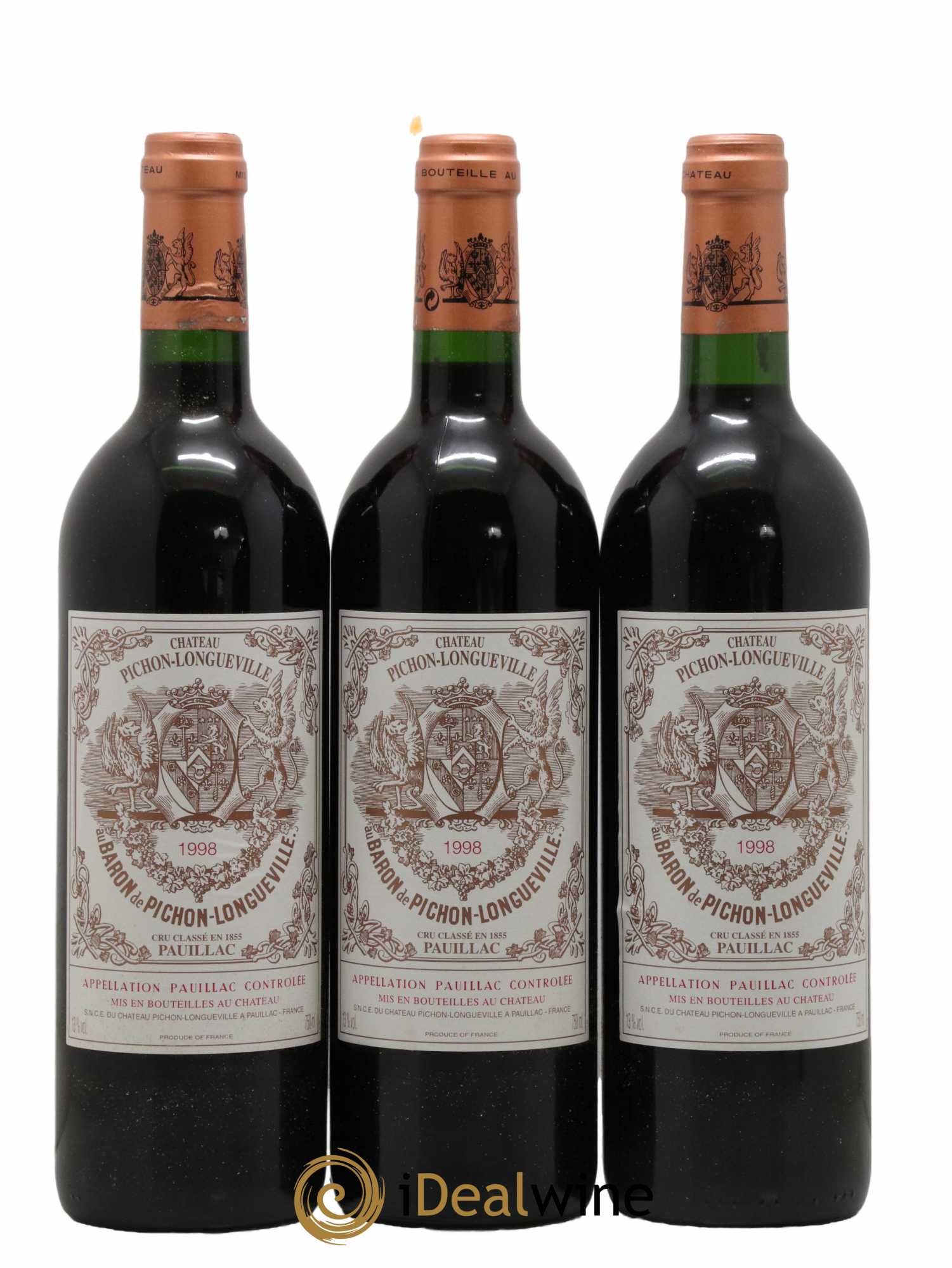 Pichon Longueville Baron 2ème Grand Cru Classé 1998 - Lot de 3 bouteilles - 0