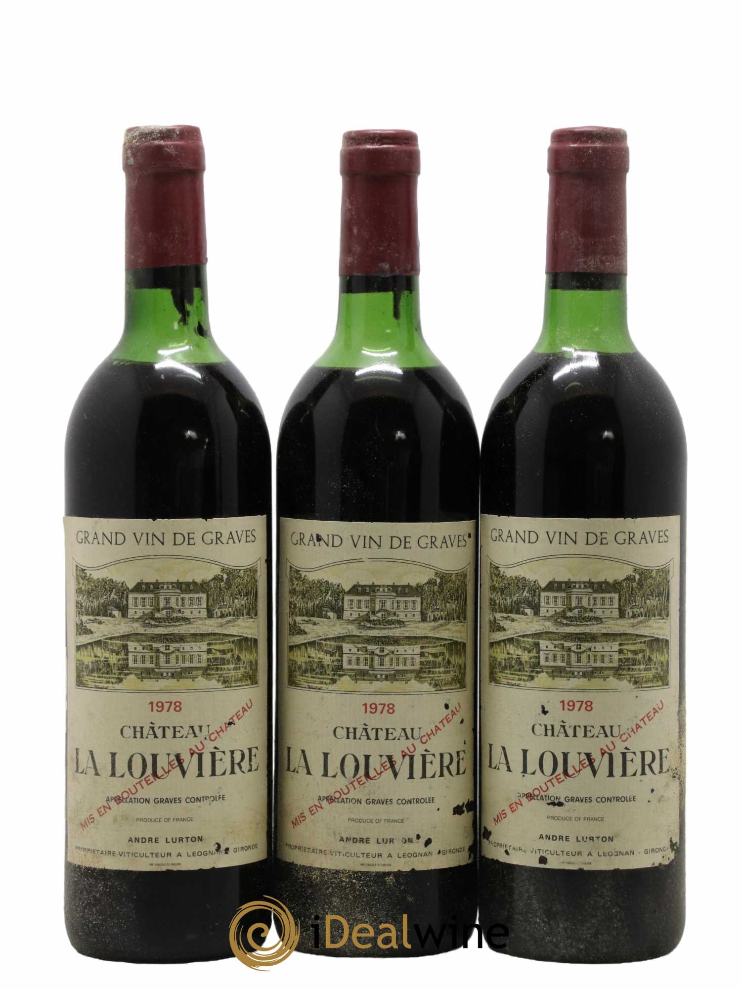 Château la Louvière 1978 - Lot de 3 bouteilles - 0