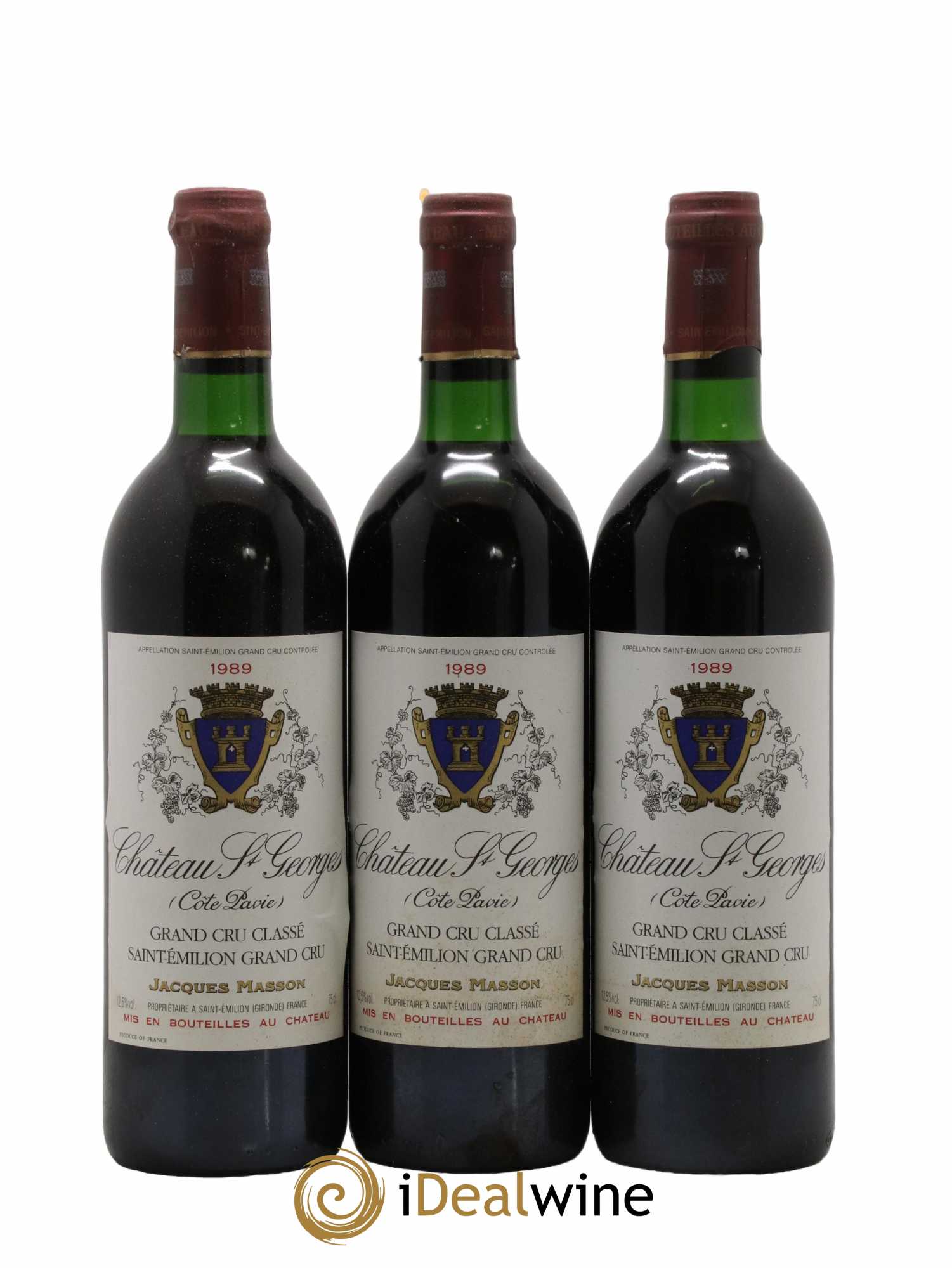 Château Saint-Georges Côte Pavie Grand Cru Classé 1989 - Lot de 3 bouteilles - 0