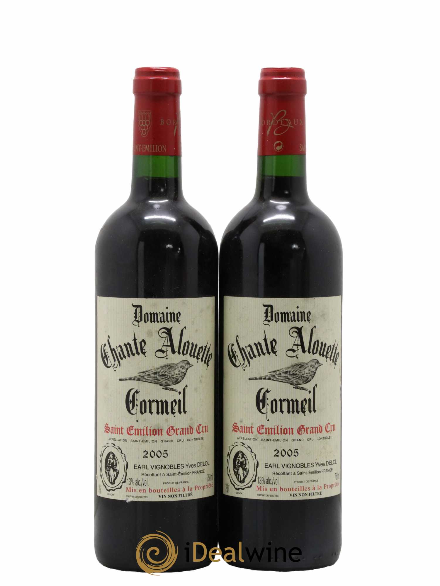 Saint-Émilion Grand Cru Domaine Chante Alouette Cormeil 2005 - Lot de 2 bouteilles - 0