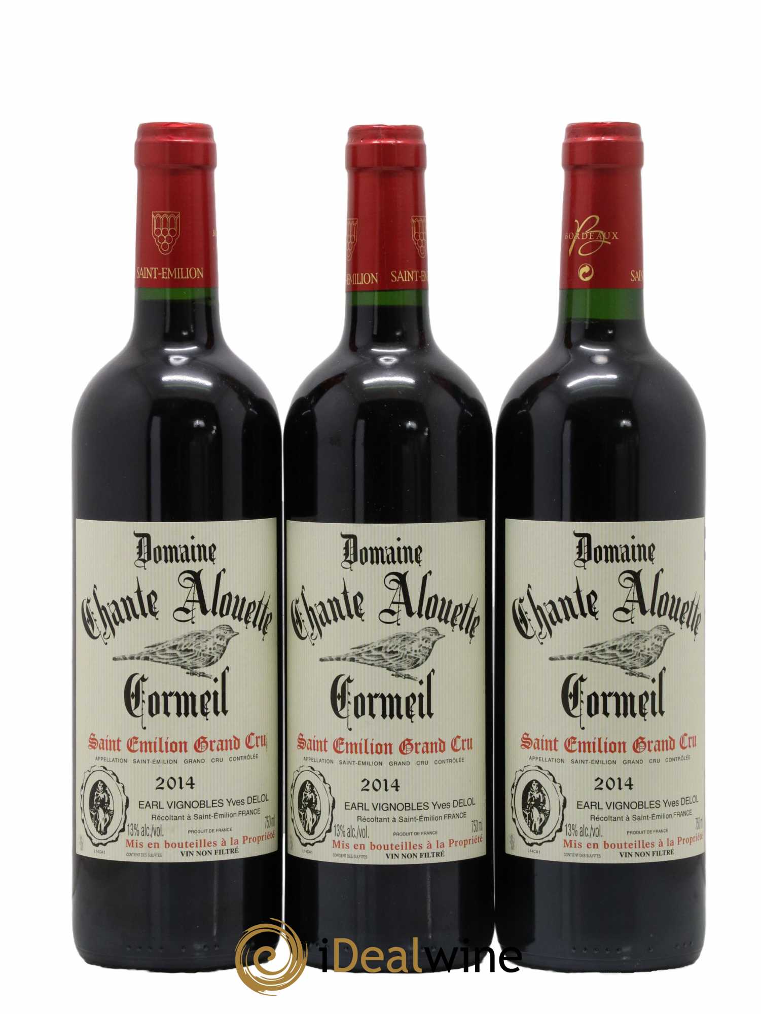 Saint-Émilion Grand Cru Domaine Chante Alouette Cormeil 2014 - Lot de 3 bouteilles - 0