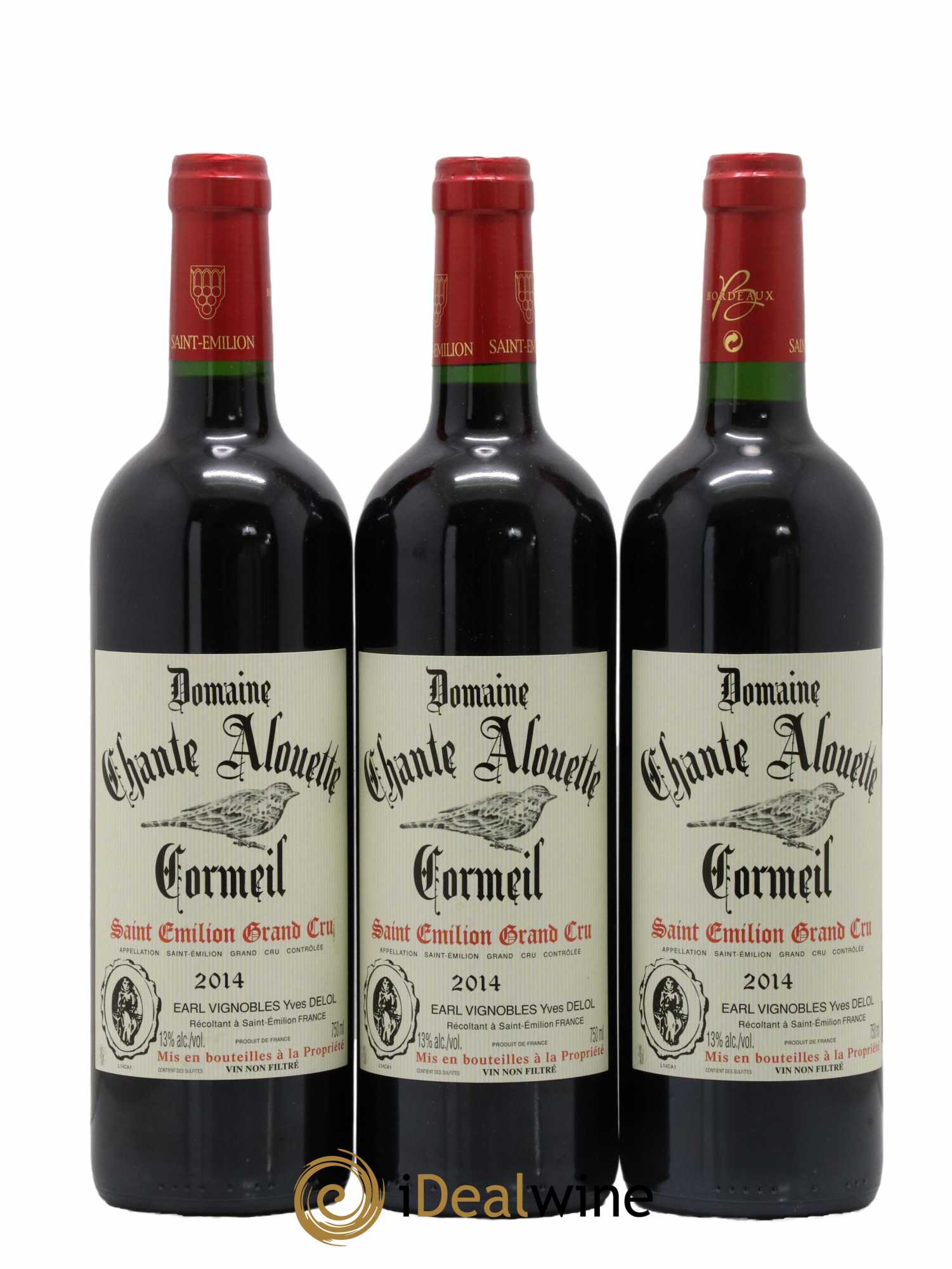 Saint-Émilion Grand Cru Domaine Chante Alouette Cormeil 2014 - Lot de 3 bouteilles - 0