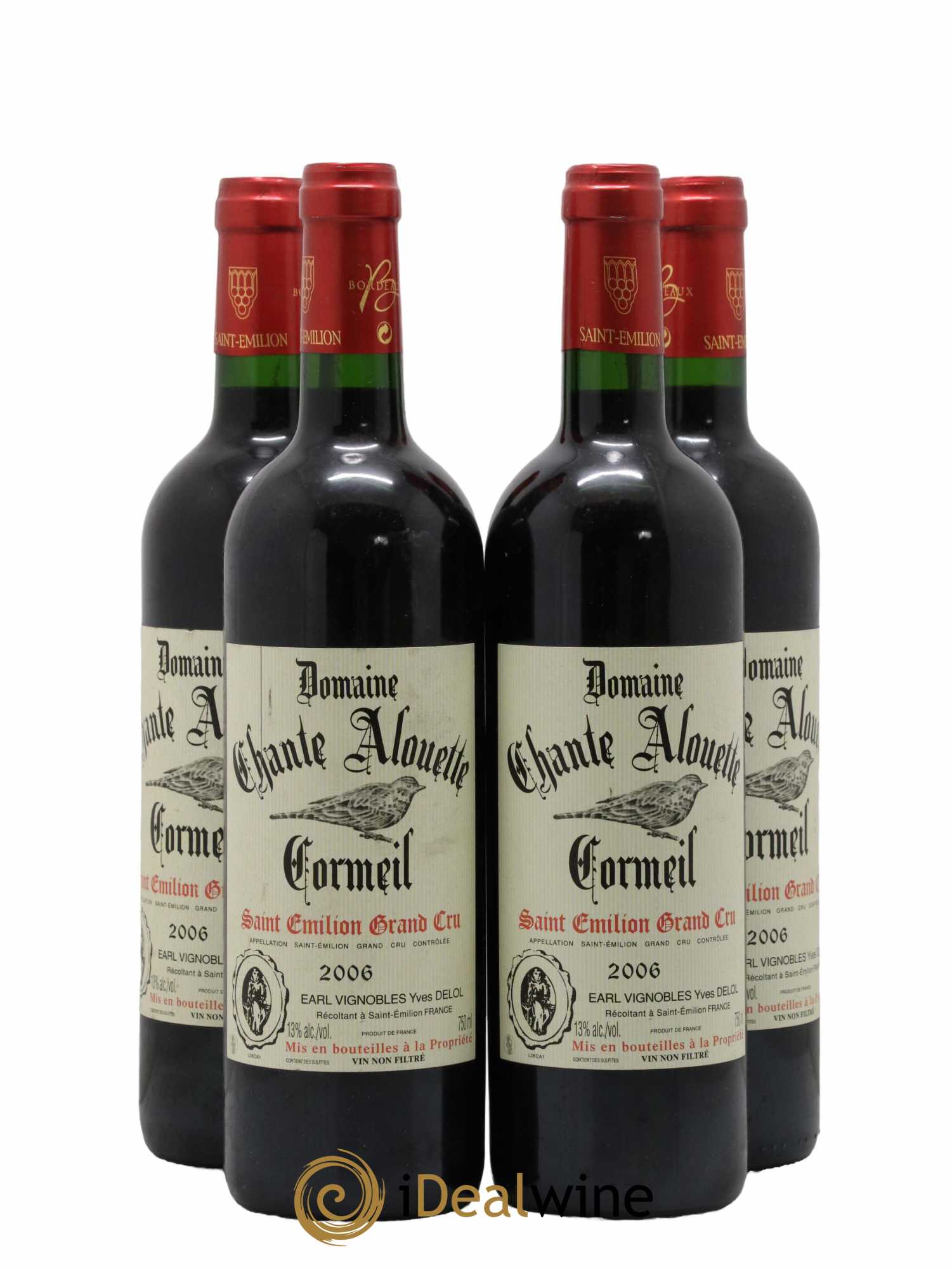 Saint-Émilion Grand Cru Domaine Chante Alouette Cormeil 2006 - Lot de 4 bouteilles - 0