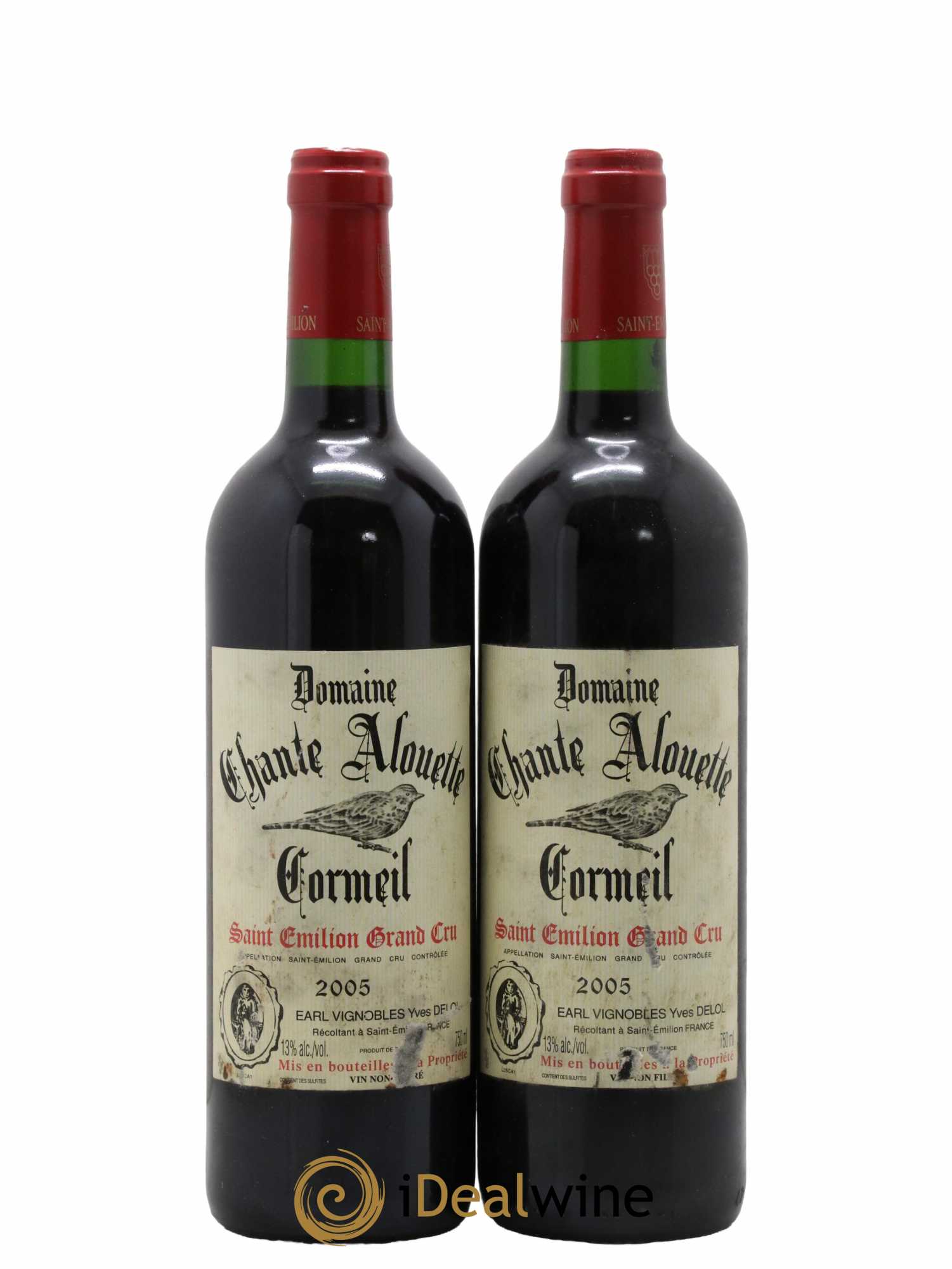 Saint-Émilion Grand Cru Domaine Chante Alouette Cormeil 2005 - Lot de 2 bouteilles - 0