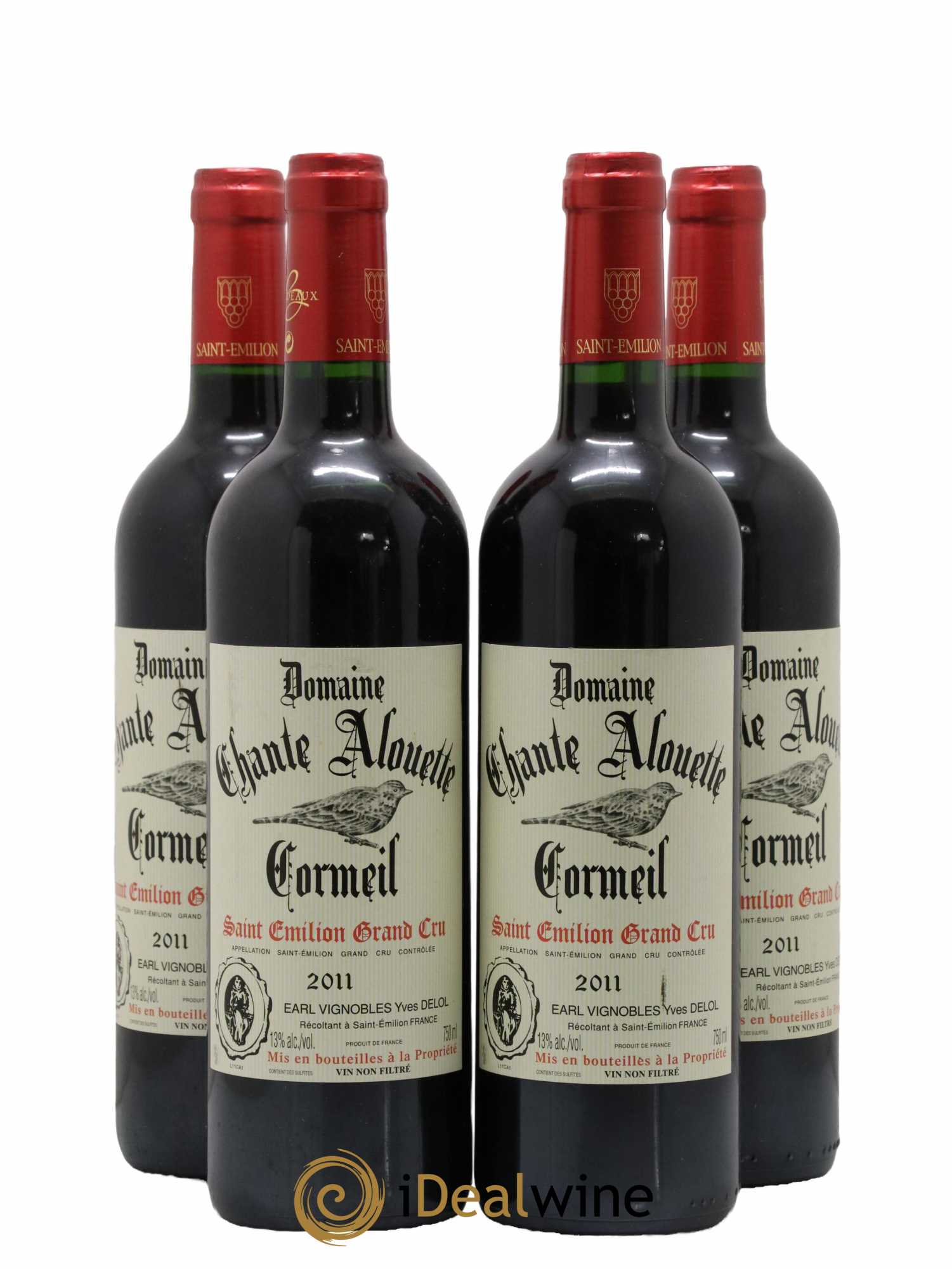 Saint-Émilion Grand Cru Domaine Chante Alouette Cormeil 2011 - Lot de 4 bouteilles - 0