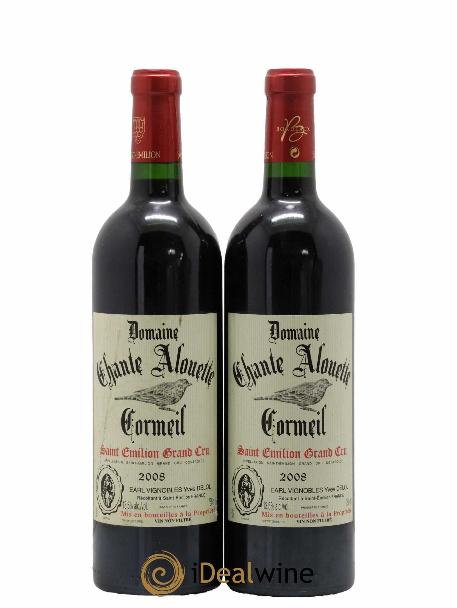 Saint-Émilion Grand Cru Domaine Chante Alouette Cormeil 2008 - Lot de 2 bouteilles - 0