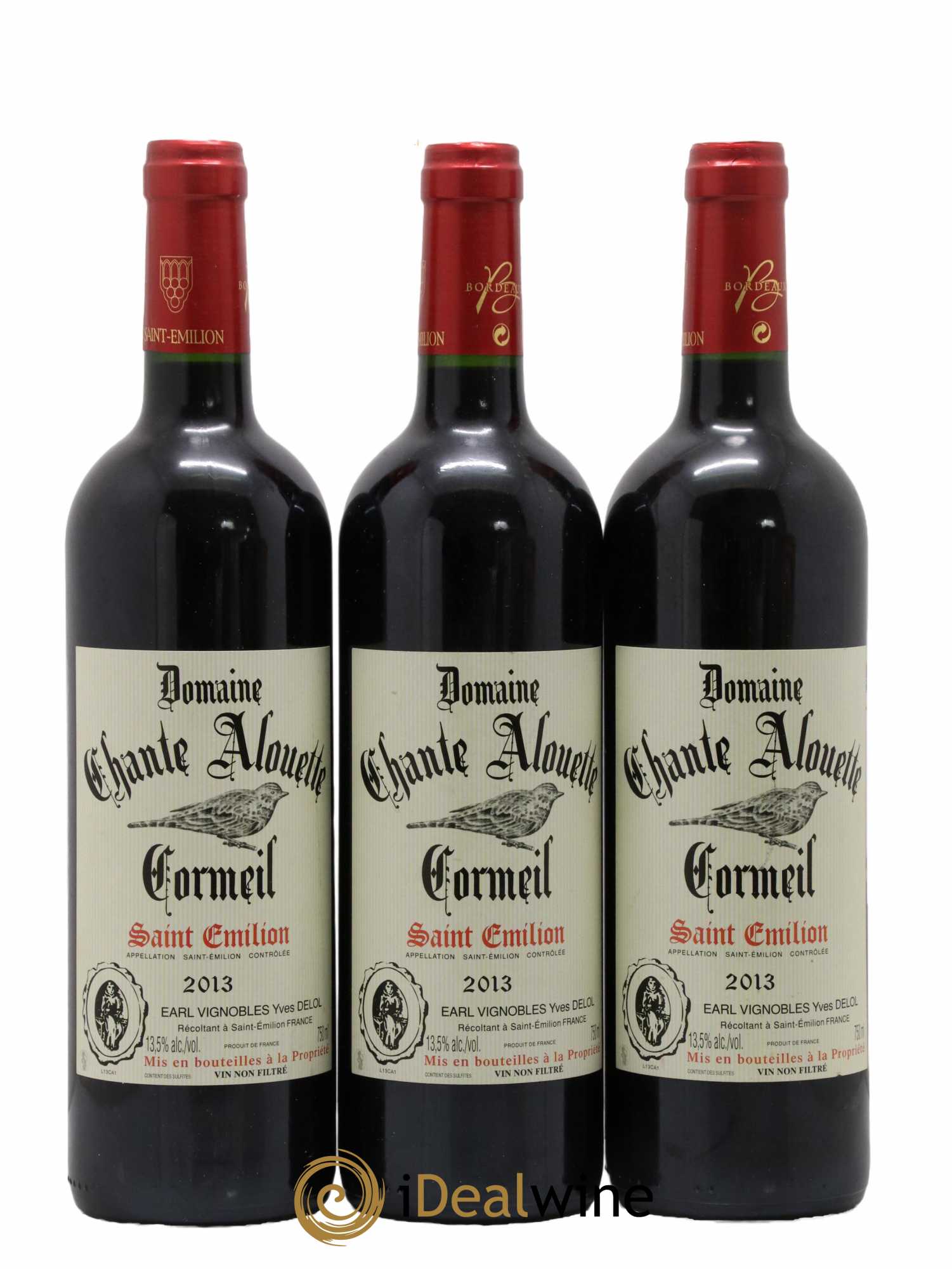 Saint-Émilion Grand Cru Domaine Chante Alouette Cormeil 2013 - Lot de 3 bouteilles - 0