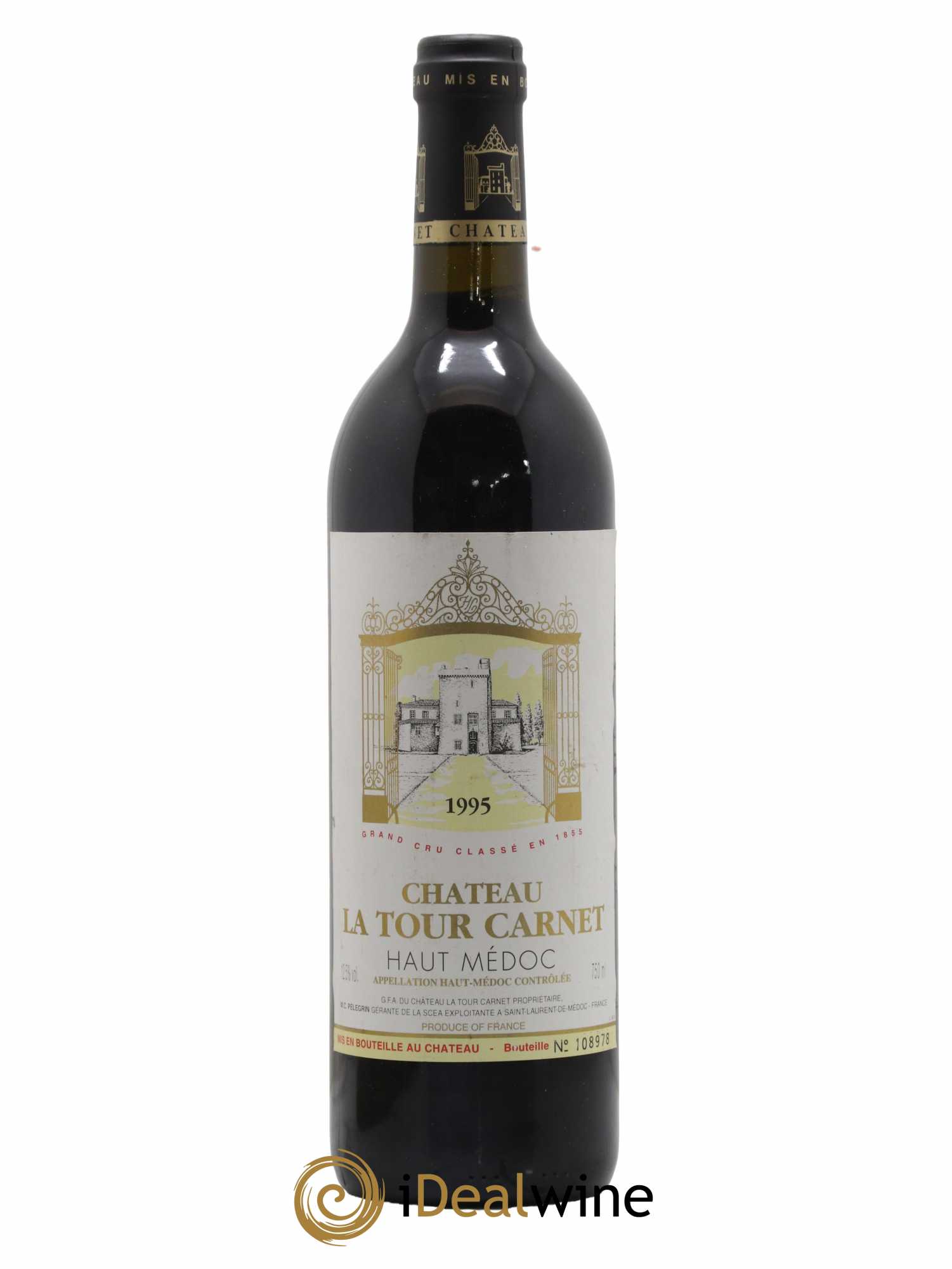 Château la Tour Carnet 4ème Grand Cru Classé 1995 - Lot de 1 bouteille - 0
