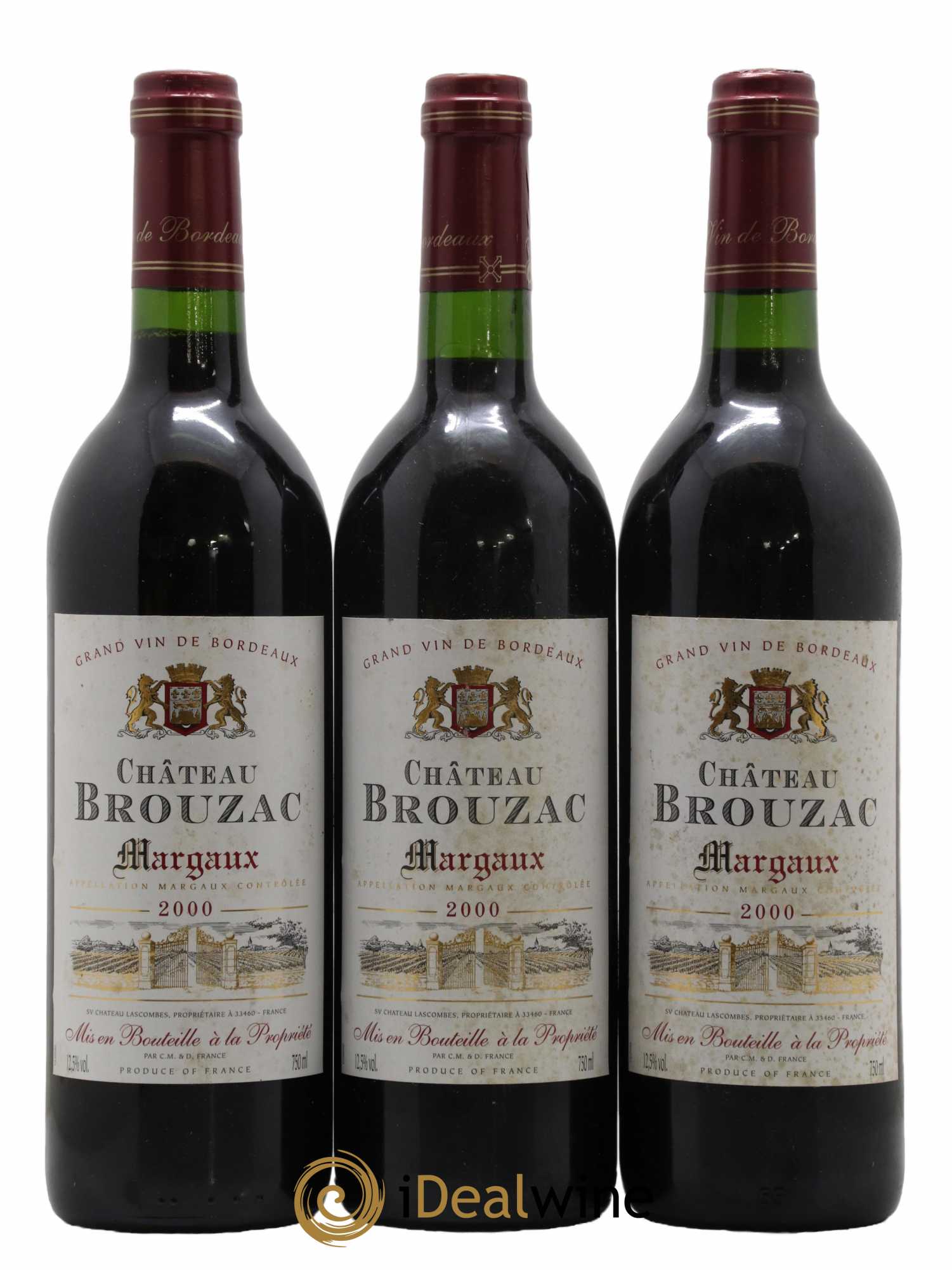 Bordeaux Margaux Château Brouzac 2000 - Lot de 3 bouteilles - 0