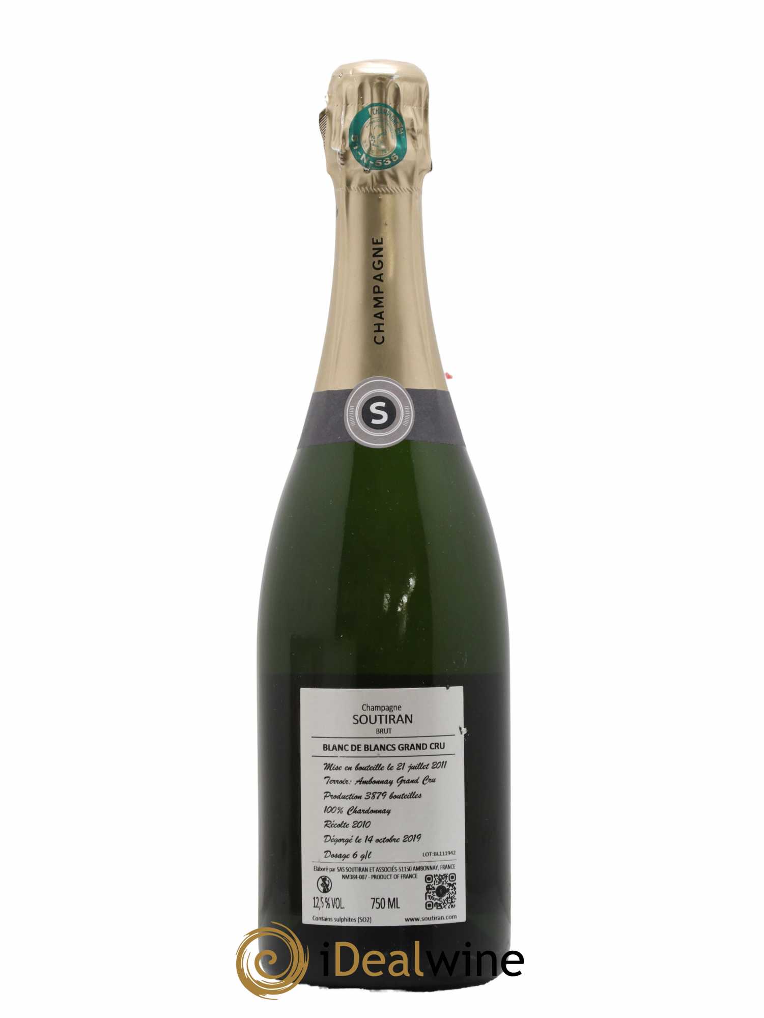 Champagne Grand Cru Blanc de blancs Soutiran Ambonay 2010 - Posten von 1 Flasche - 1